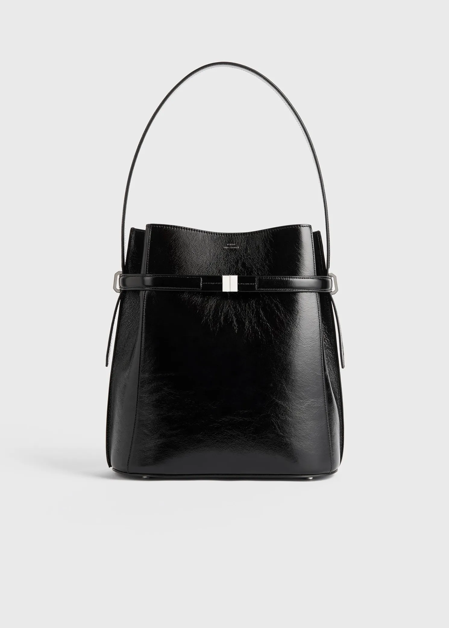 Belted Naplack bucket bag black