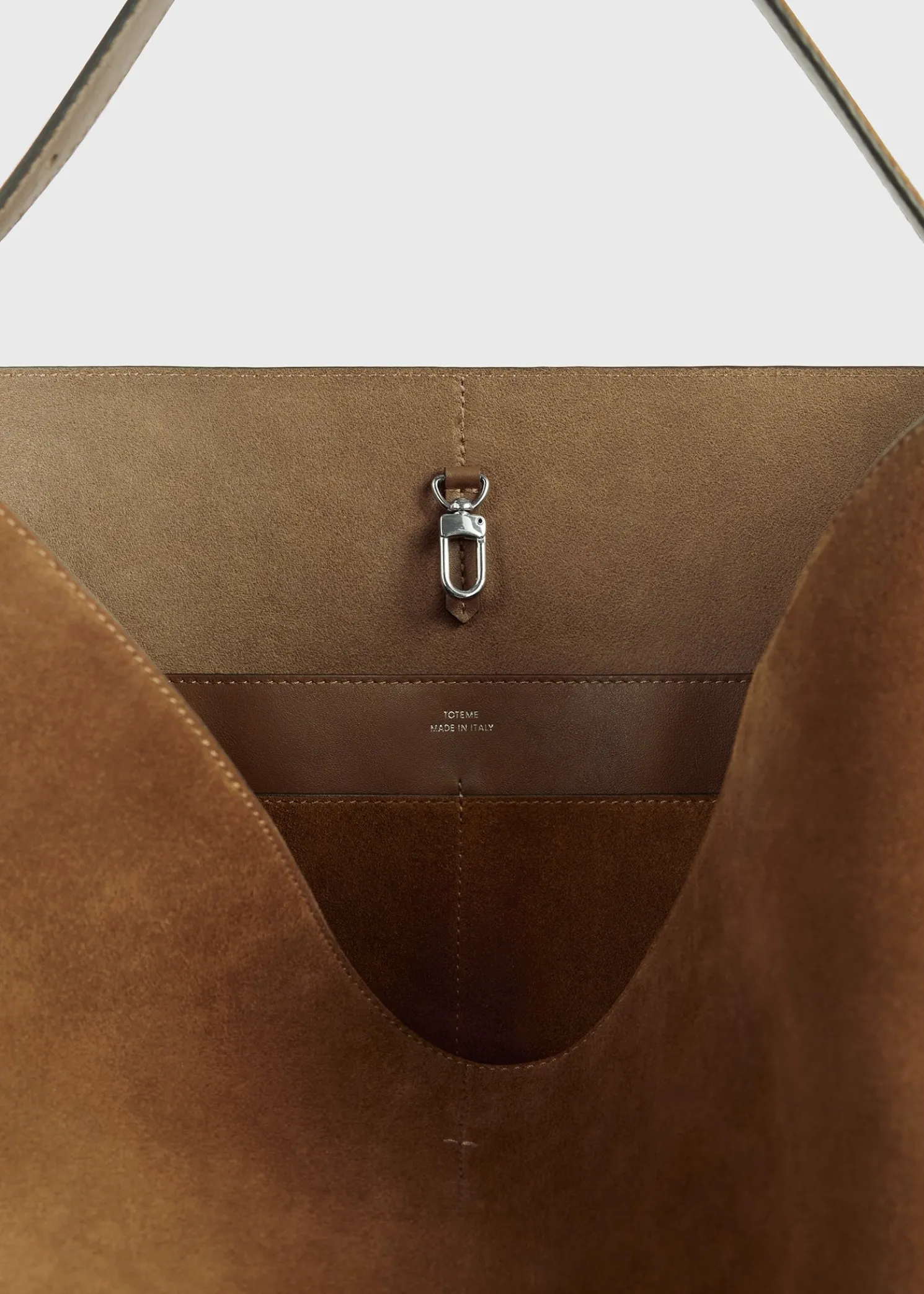 Belted suede tote tan