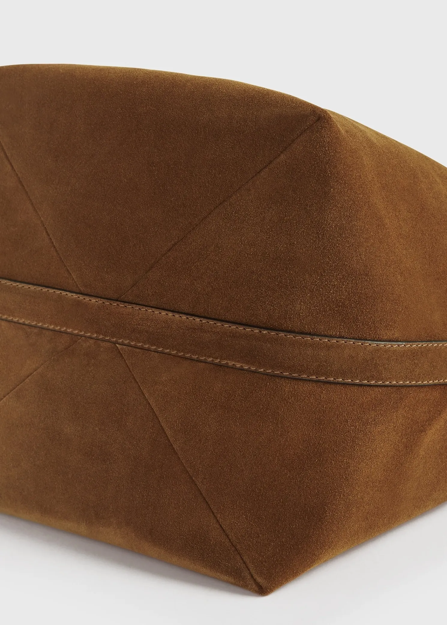 Belted suede tote tan