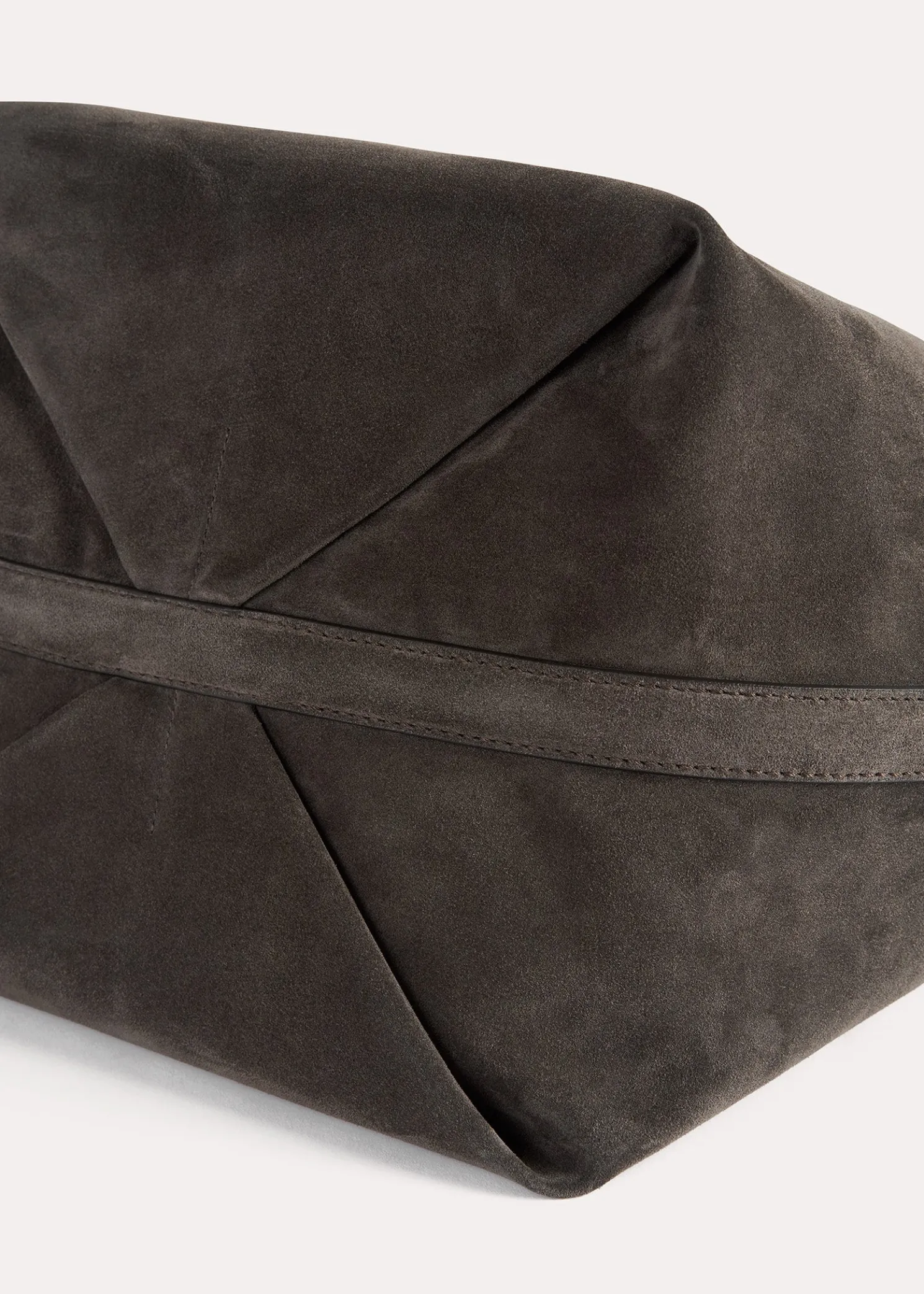 Belted suede tote granite