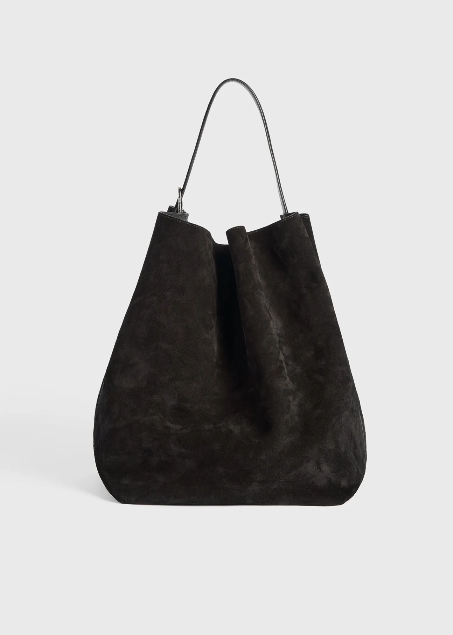 Belted suede tote espresso