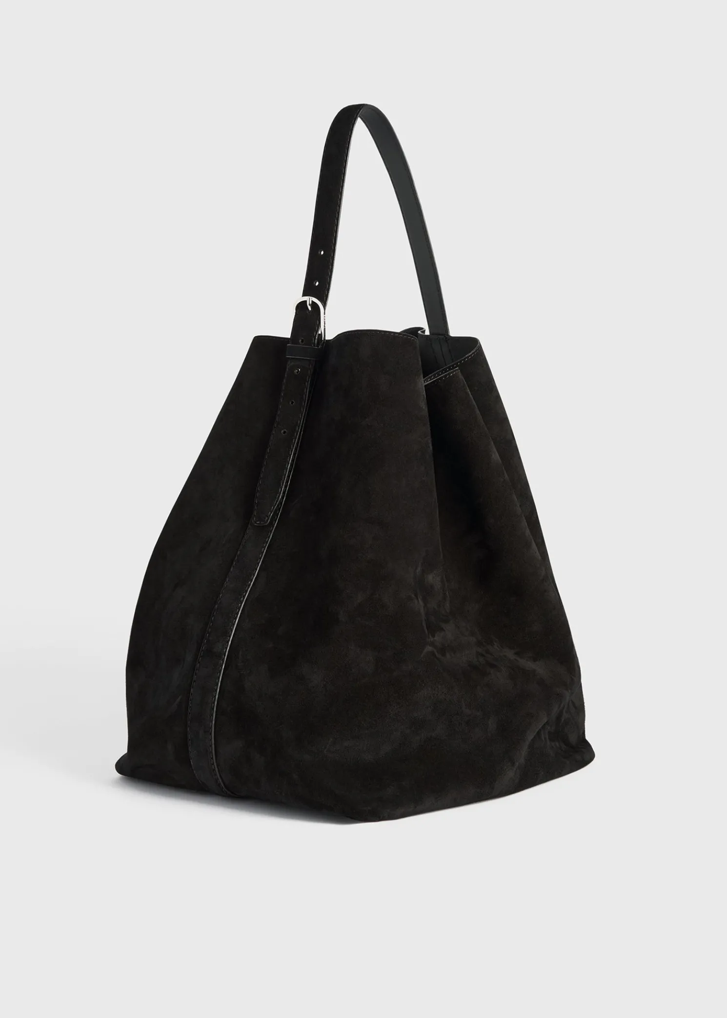 Belted suede tote espresso