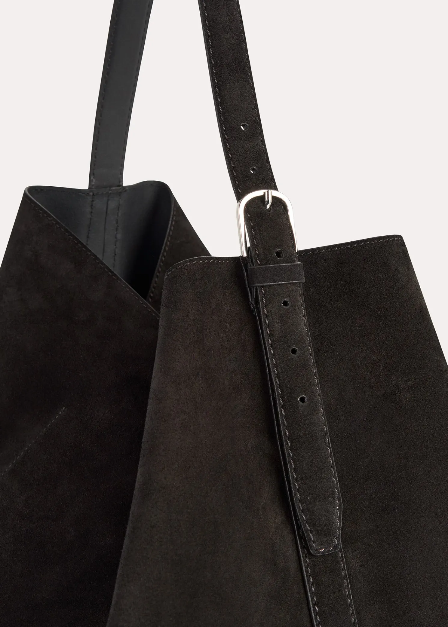 Belted suede tote espresso