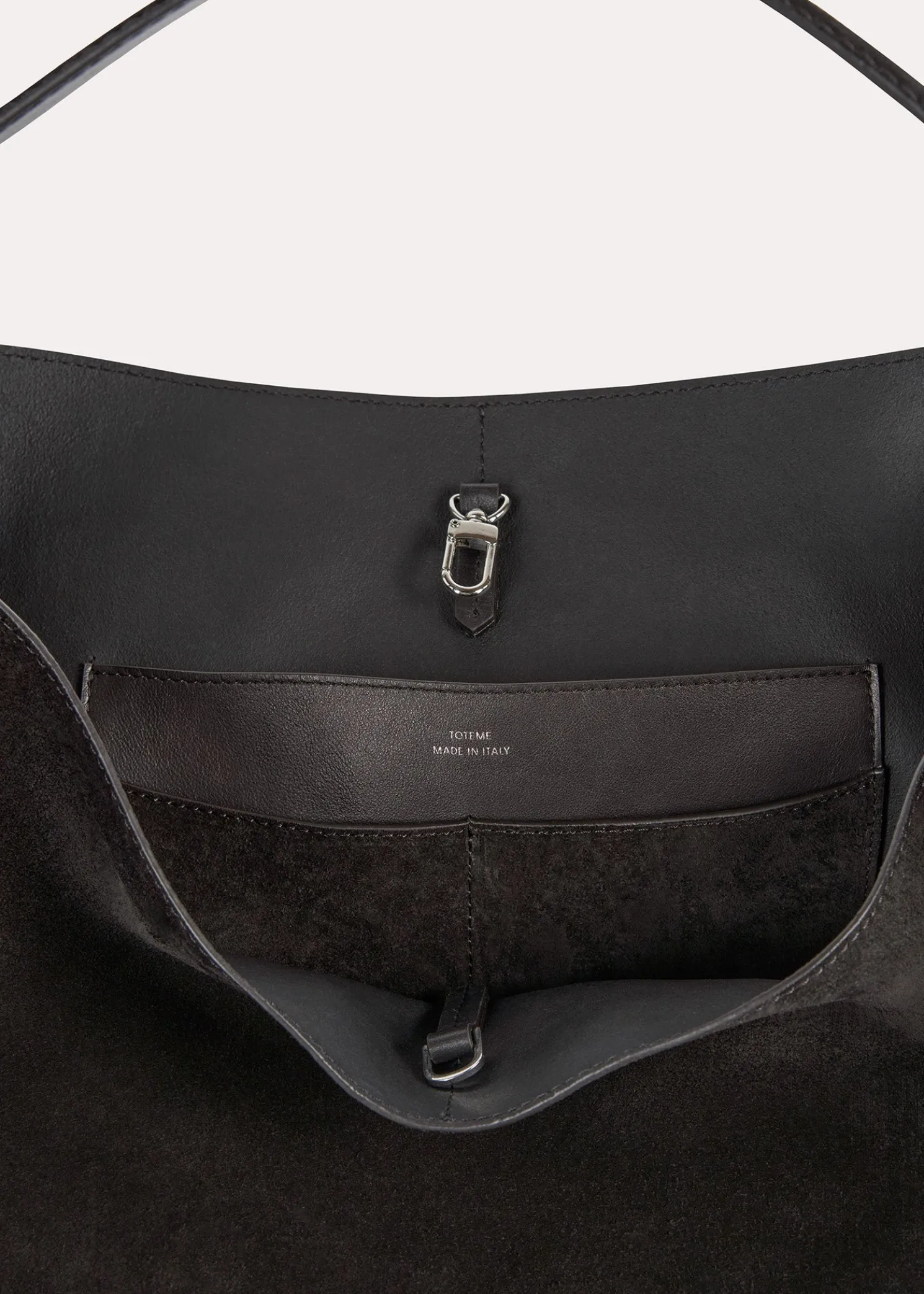 Belted suede tote espresso