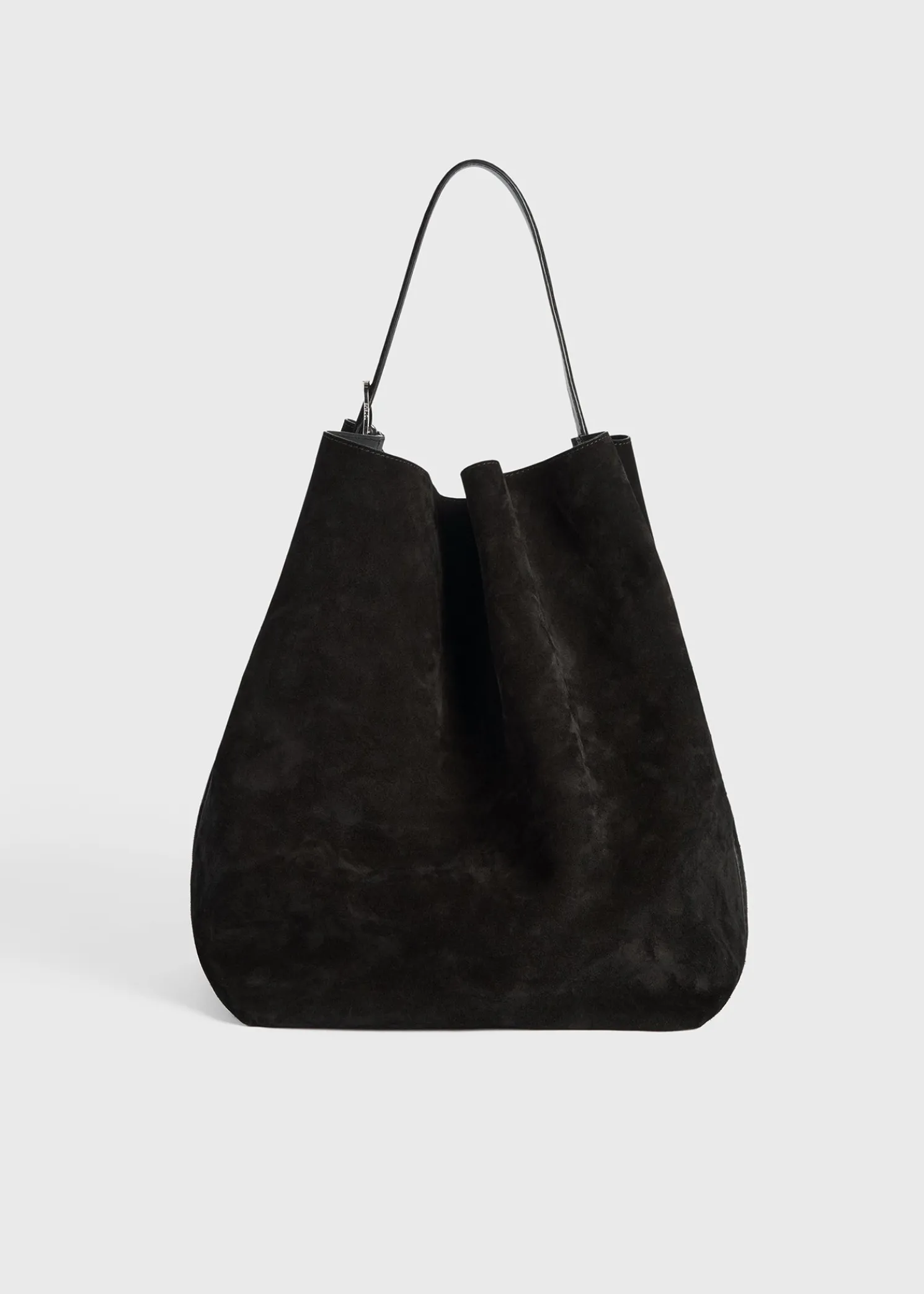 Belted suede tote espresso