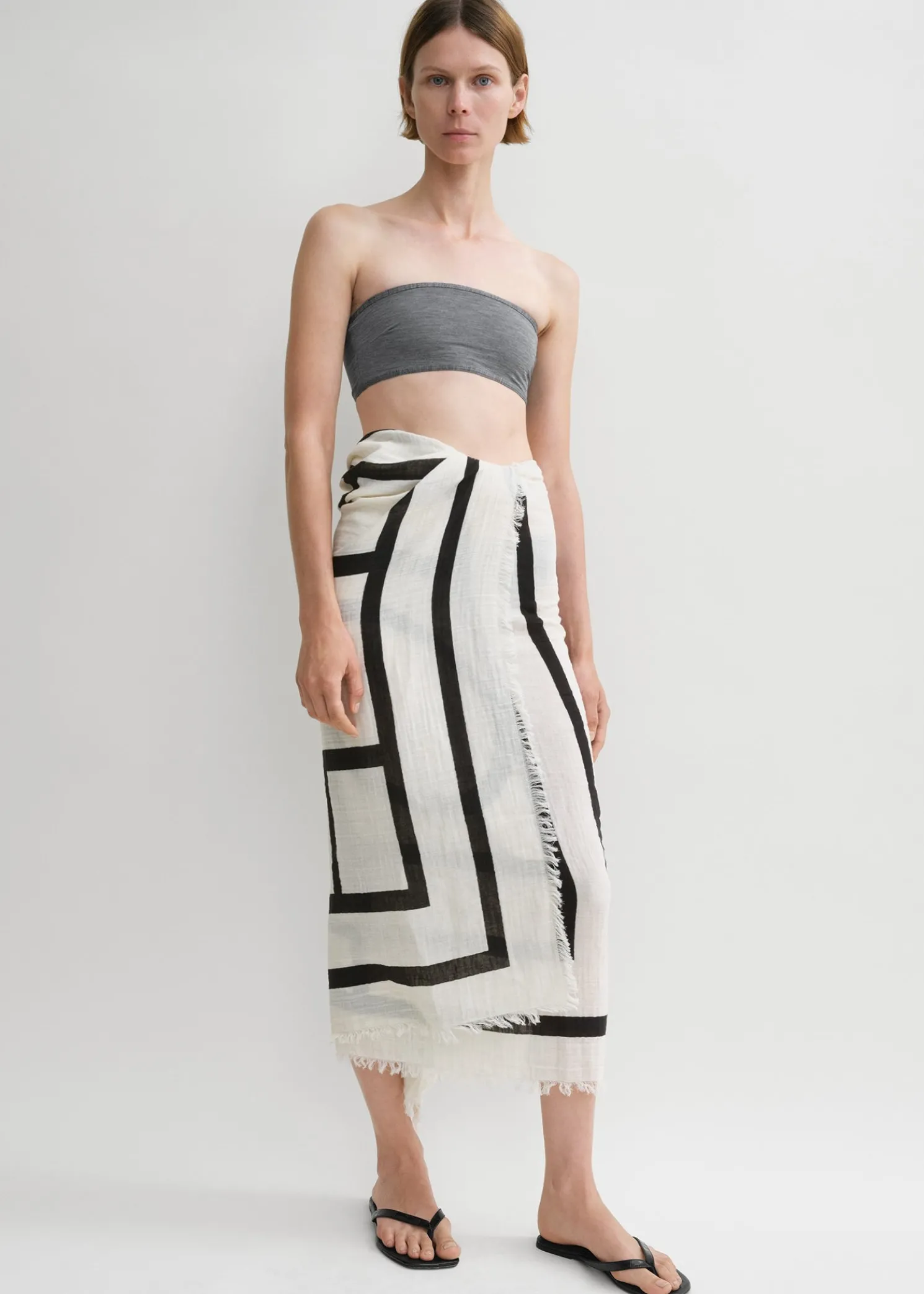 Binding-edge bikini top grey melange