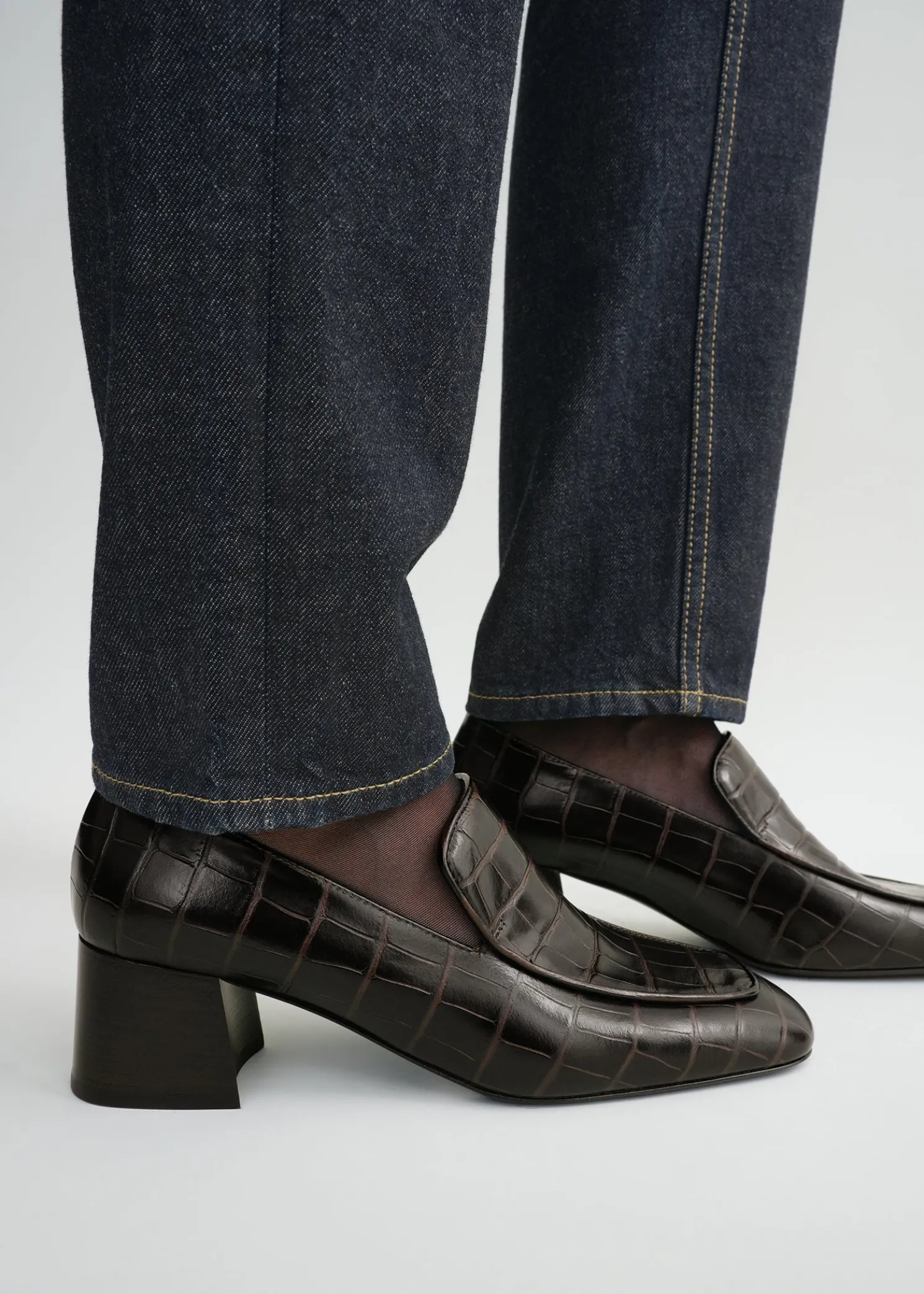 Block-heel pumps dark brown