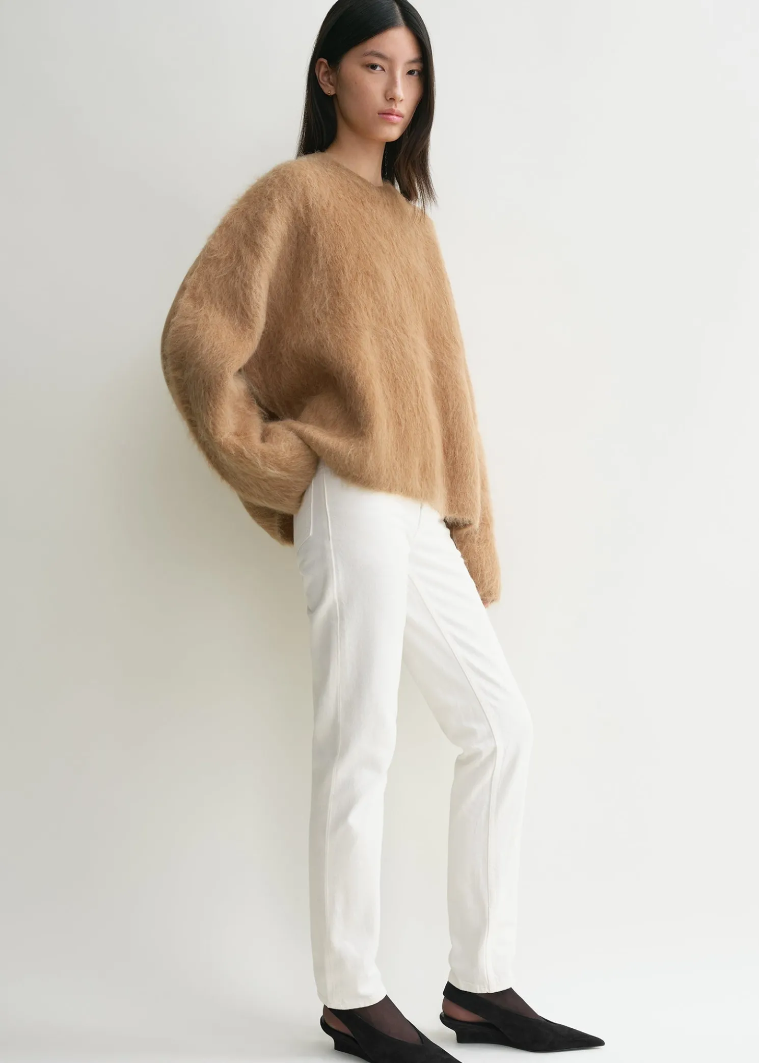 Boxy alpaca knit camel melange