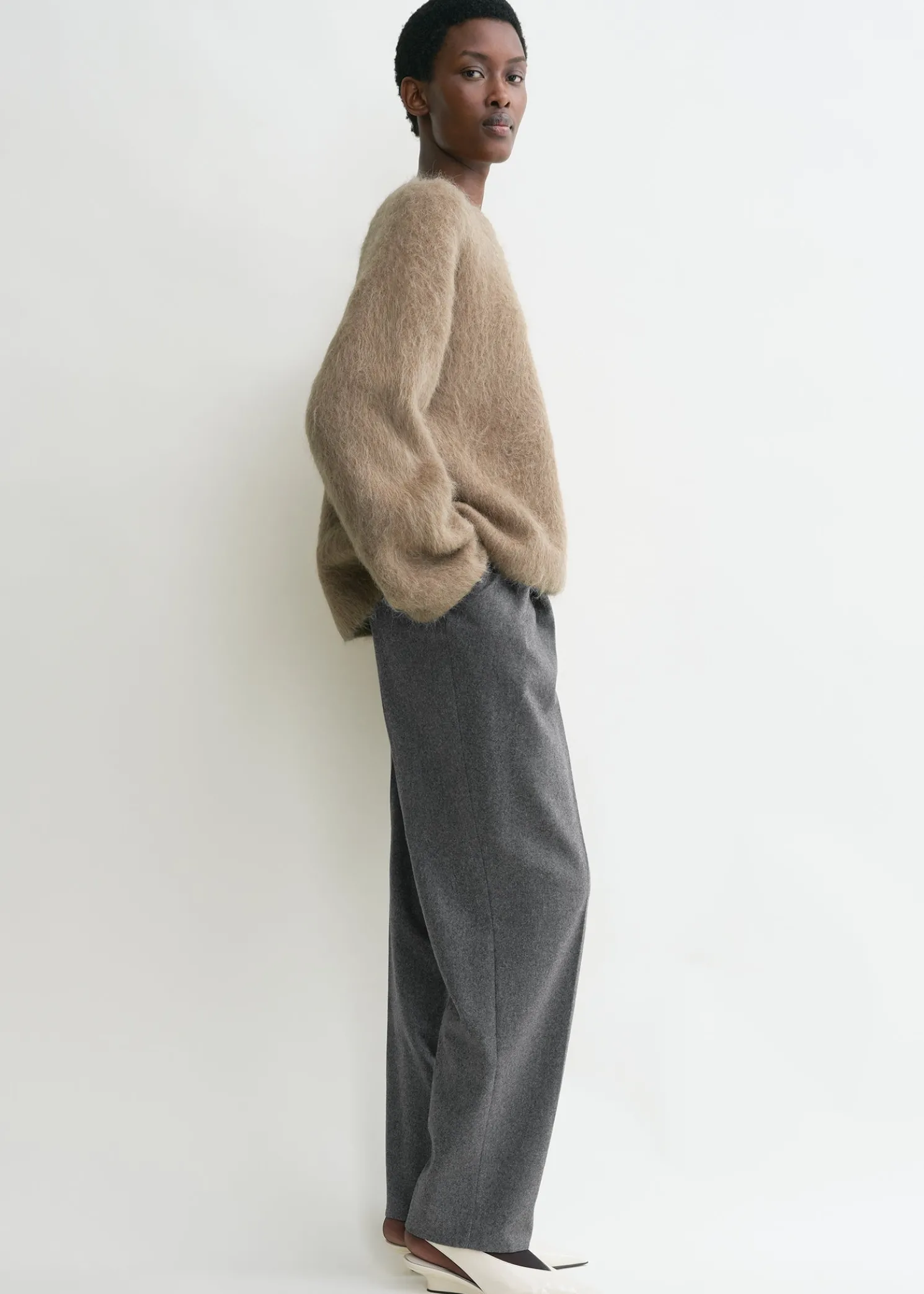 Boxy alpaca knit truffle melange