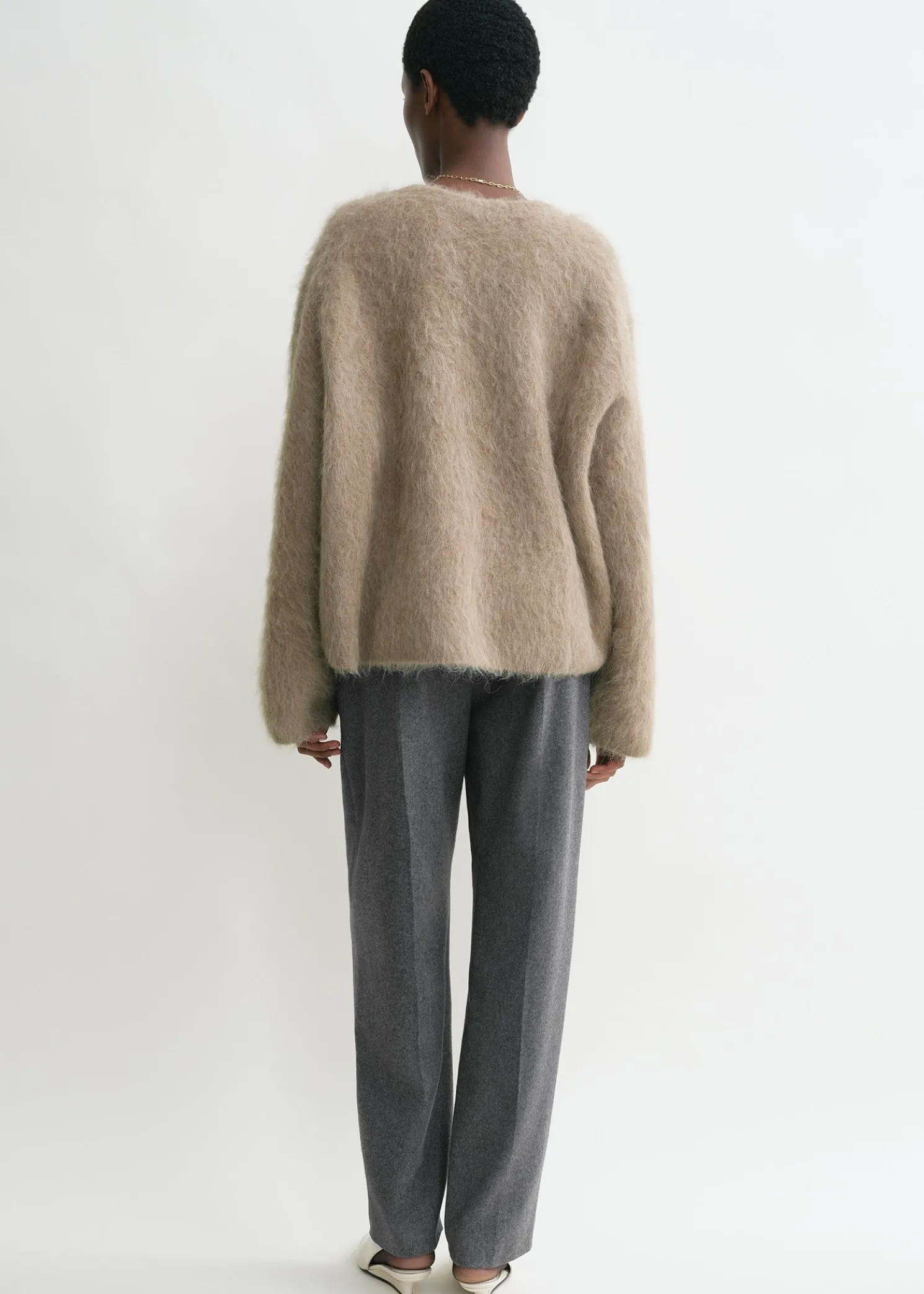 Boxy alpaca knit truffle melange