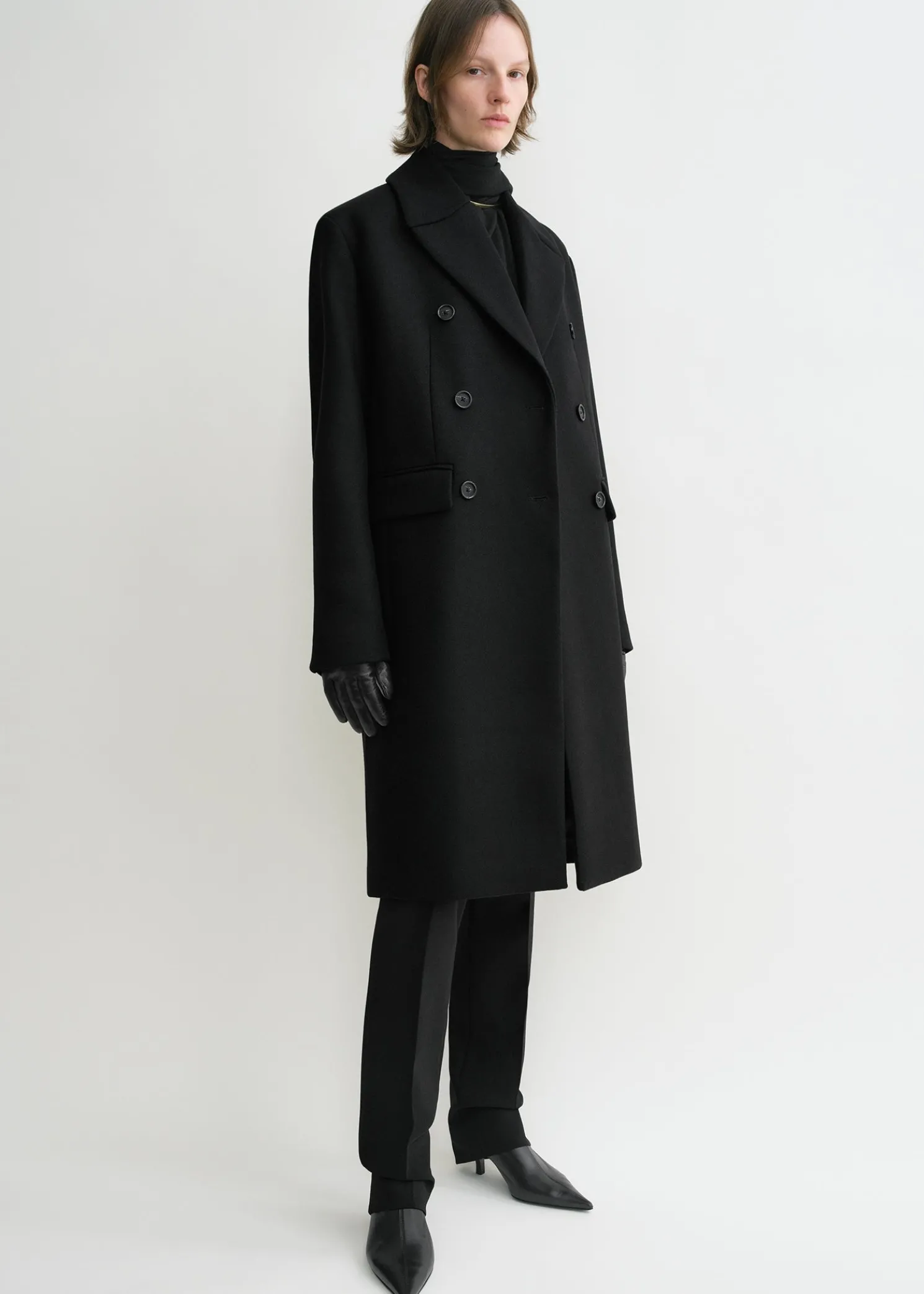 Broad midi coat black