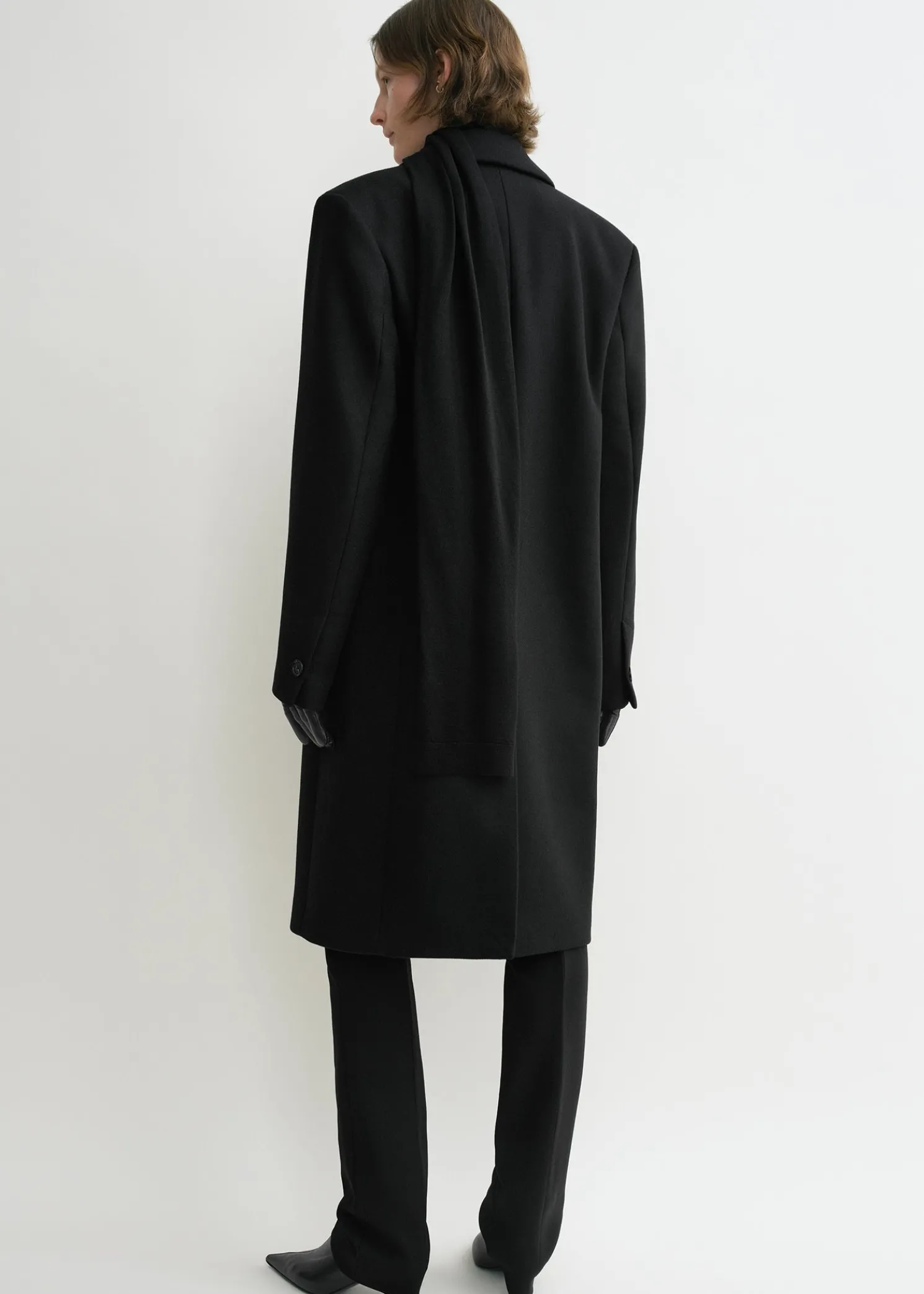 Broad midi coat black