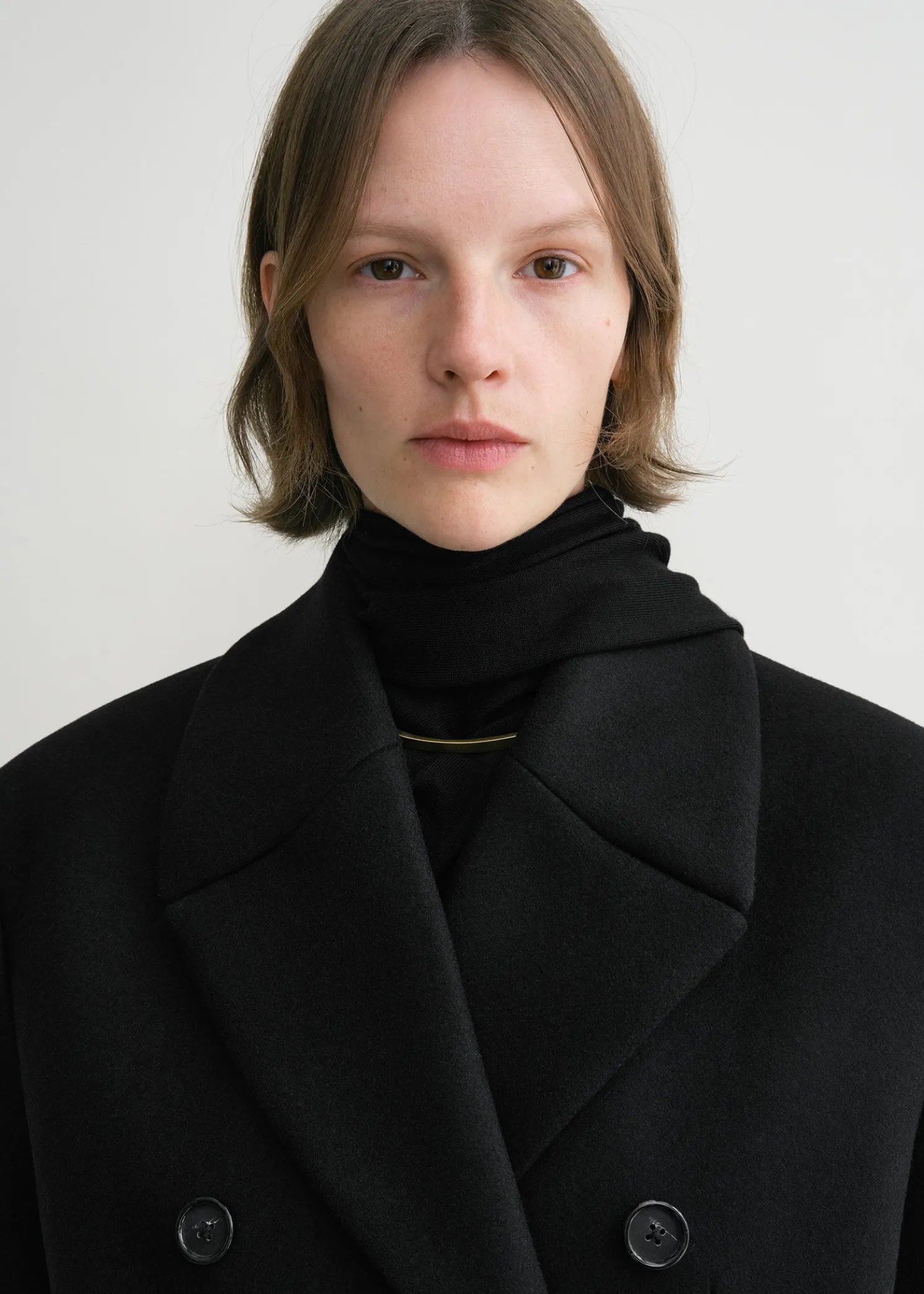 Broad midi coat black