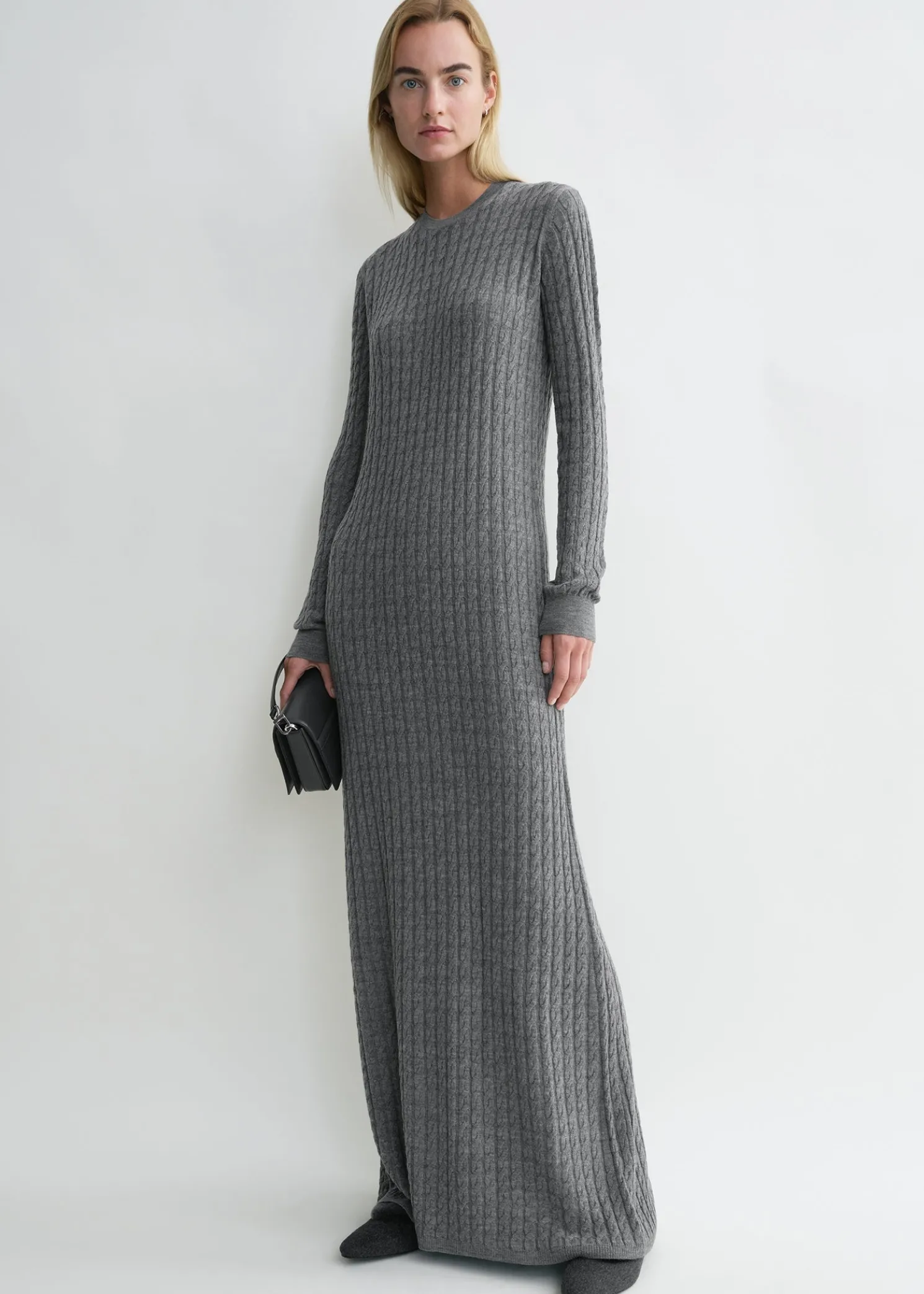 Cable knit dress grey melange