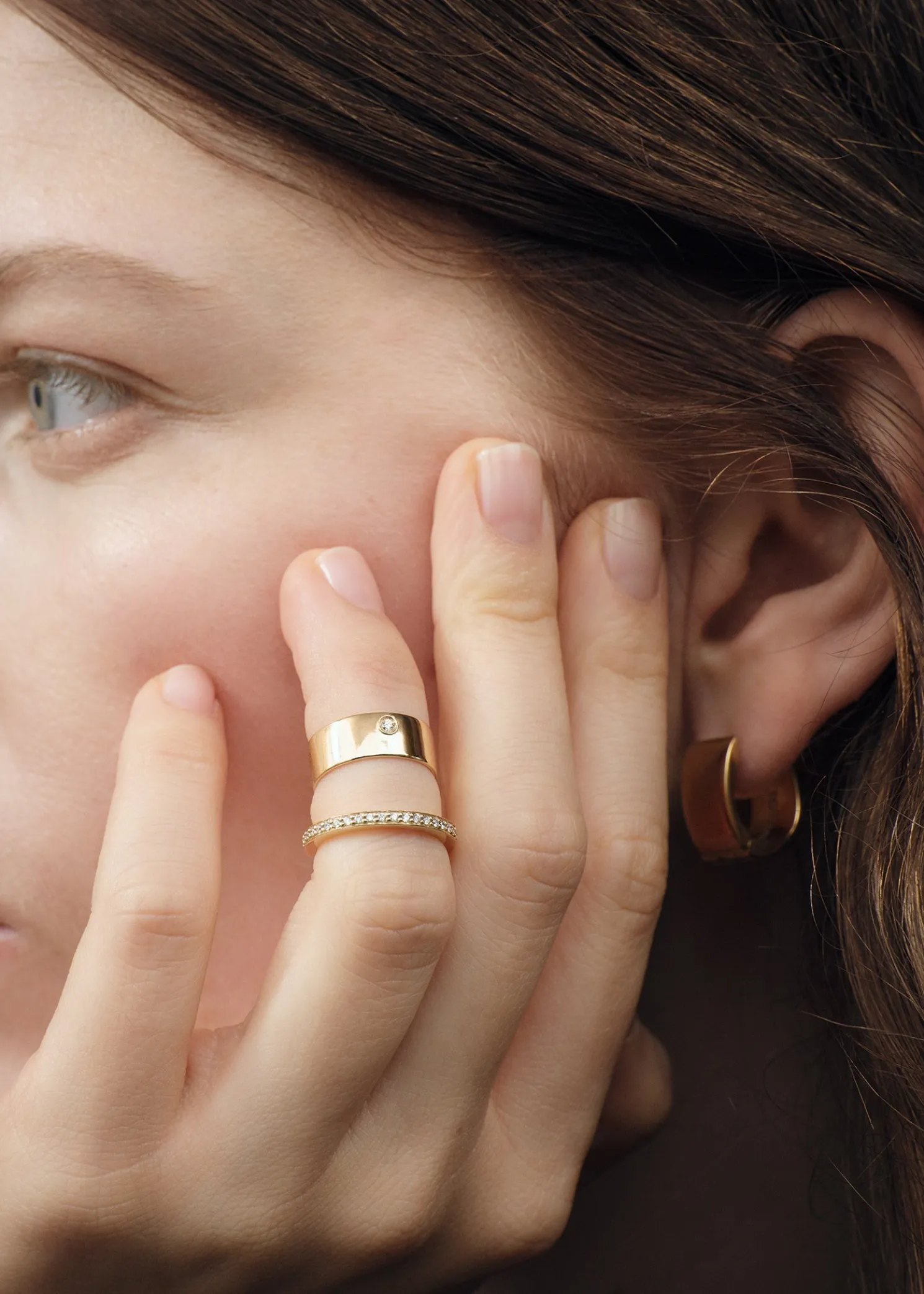 Cigar diamond midi ring 18kt gold