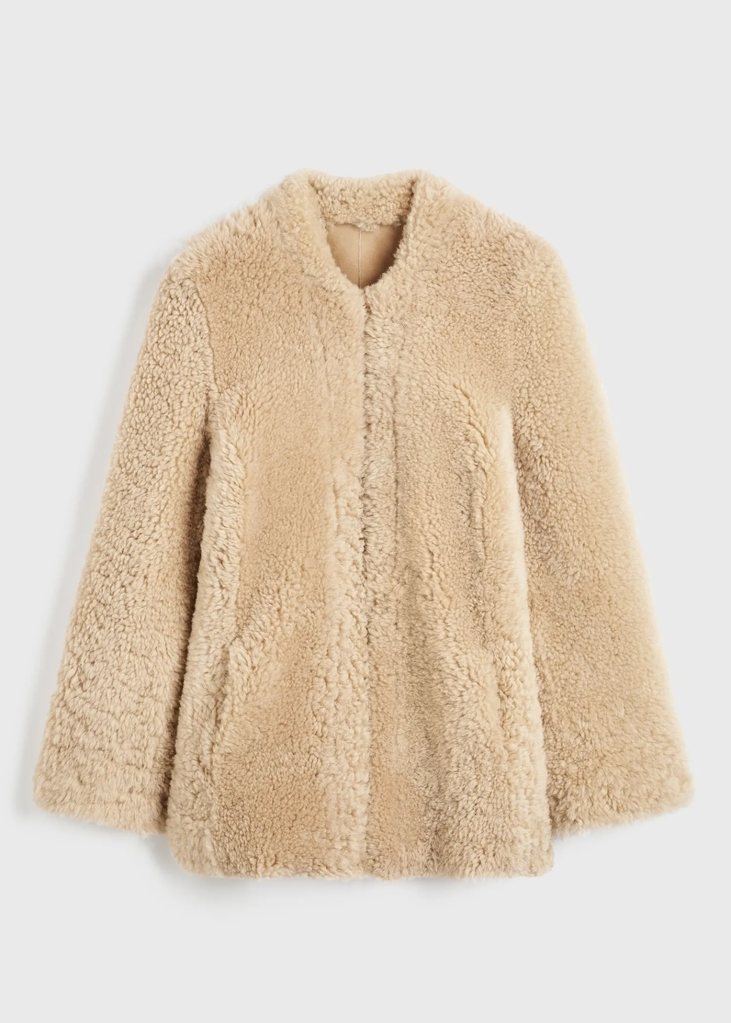 Cinched shearling jacket butter