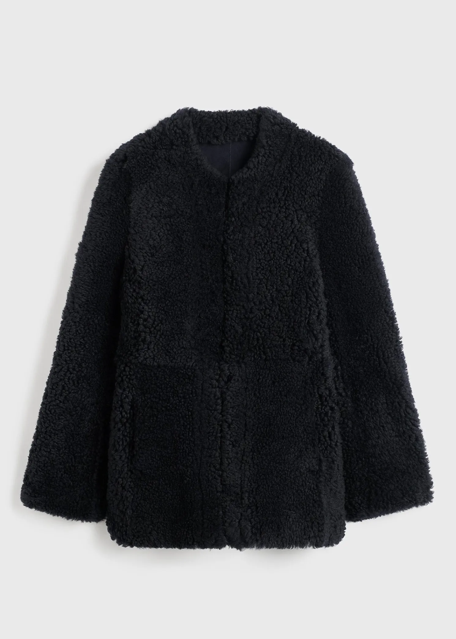 Cinched shearling jacket navy