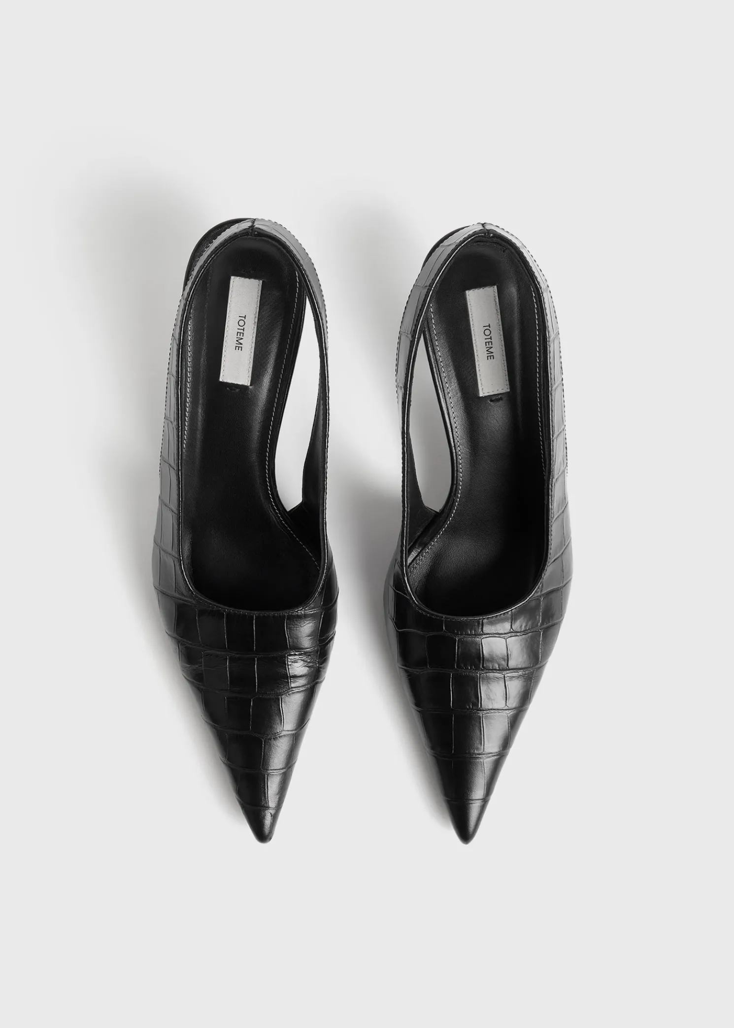 Classic croco-embossed slingbacks black