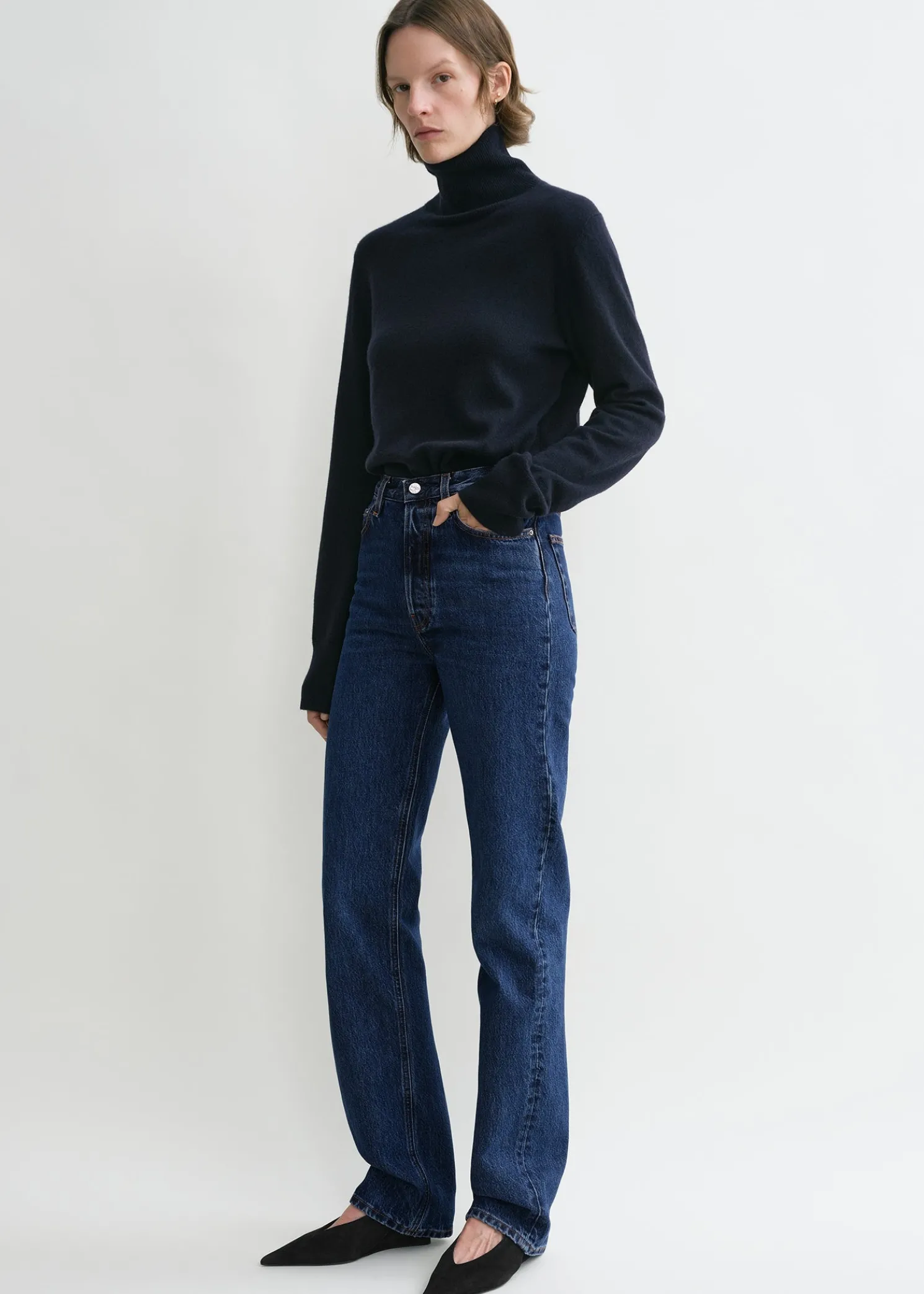 Classic cut denim full length dark blue