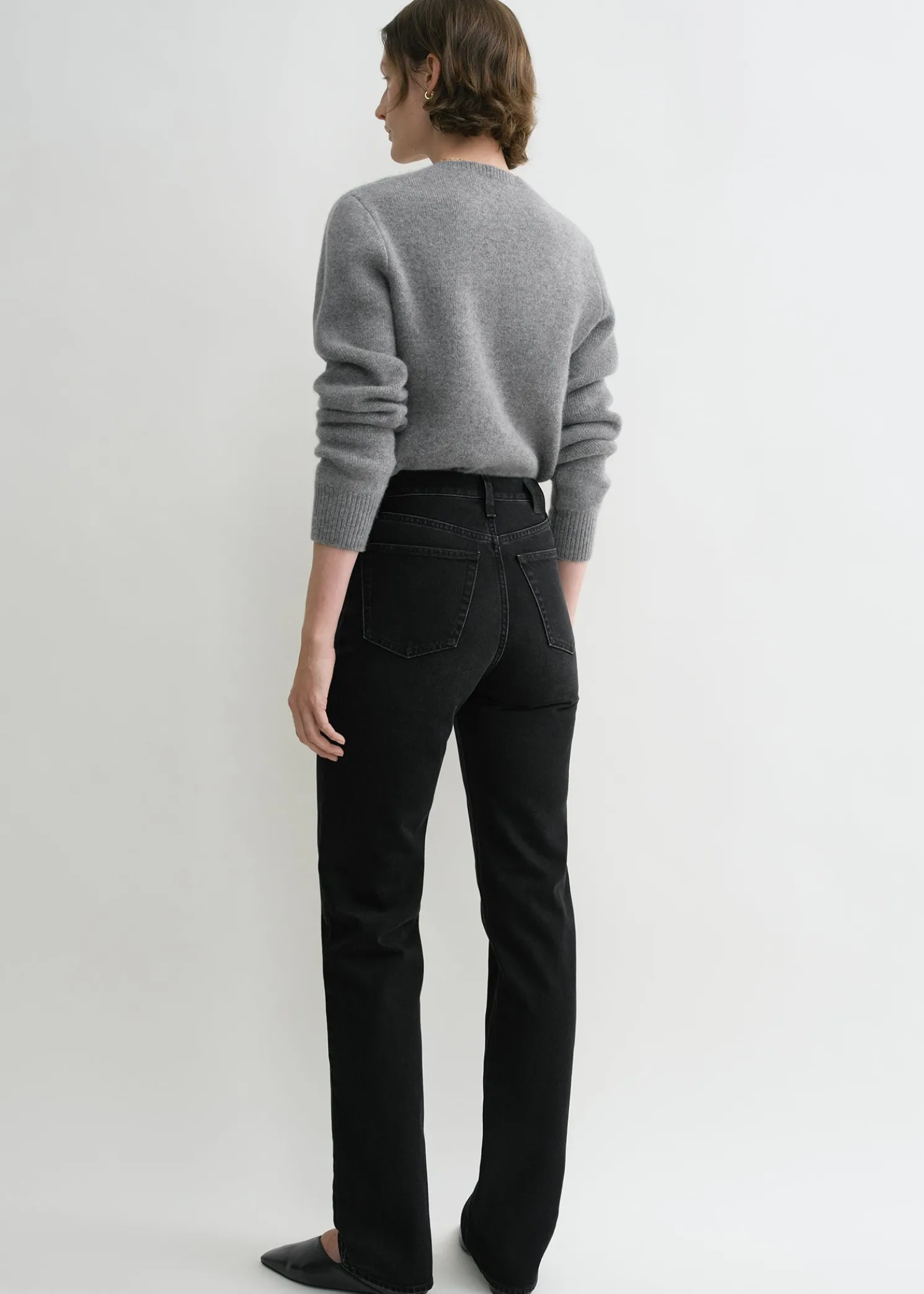 Classic cut denim full length faded black