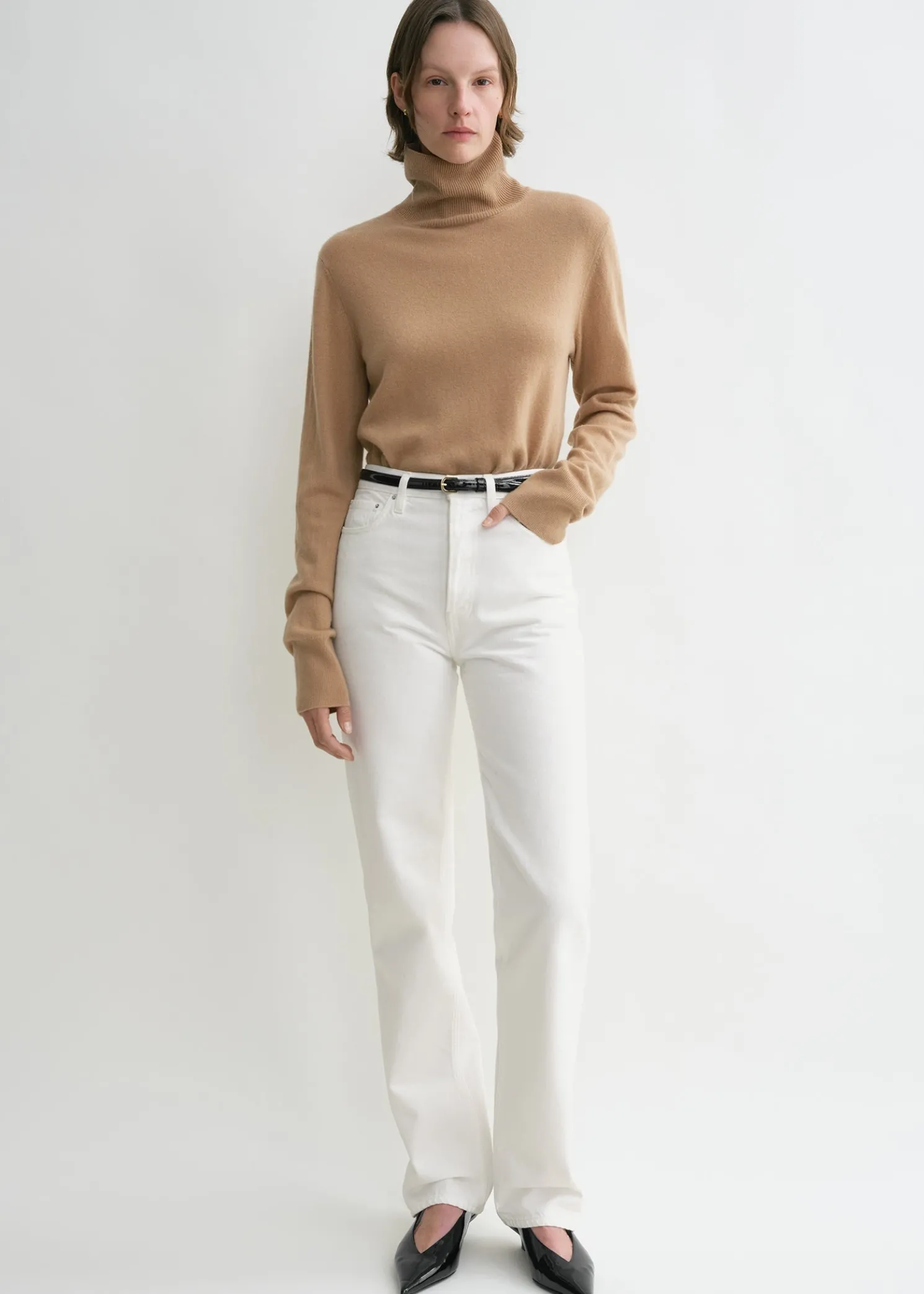 Classic cut denim full length off-white