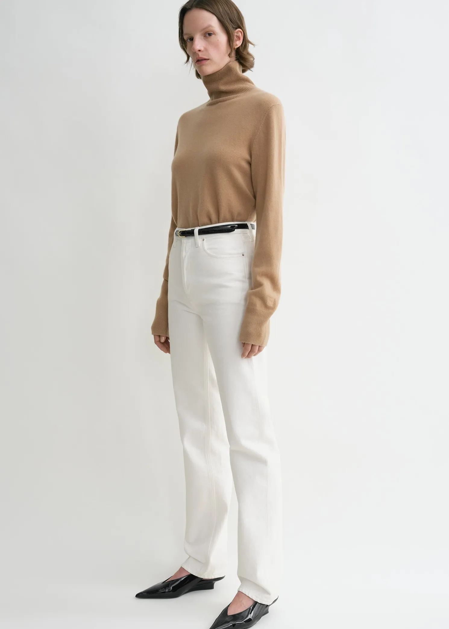 Classic cut denim full length off-white