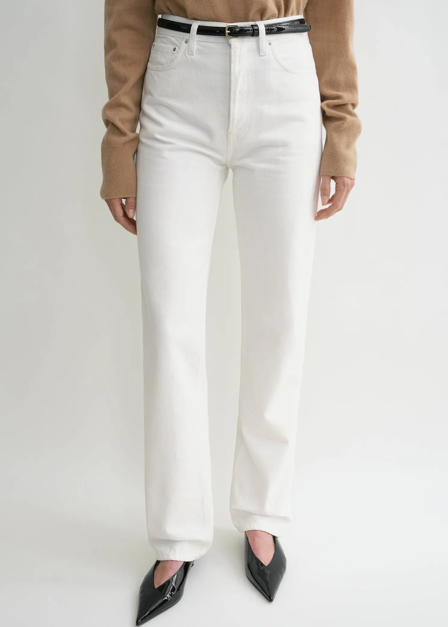 Classic cut denim full length off-white