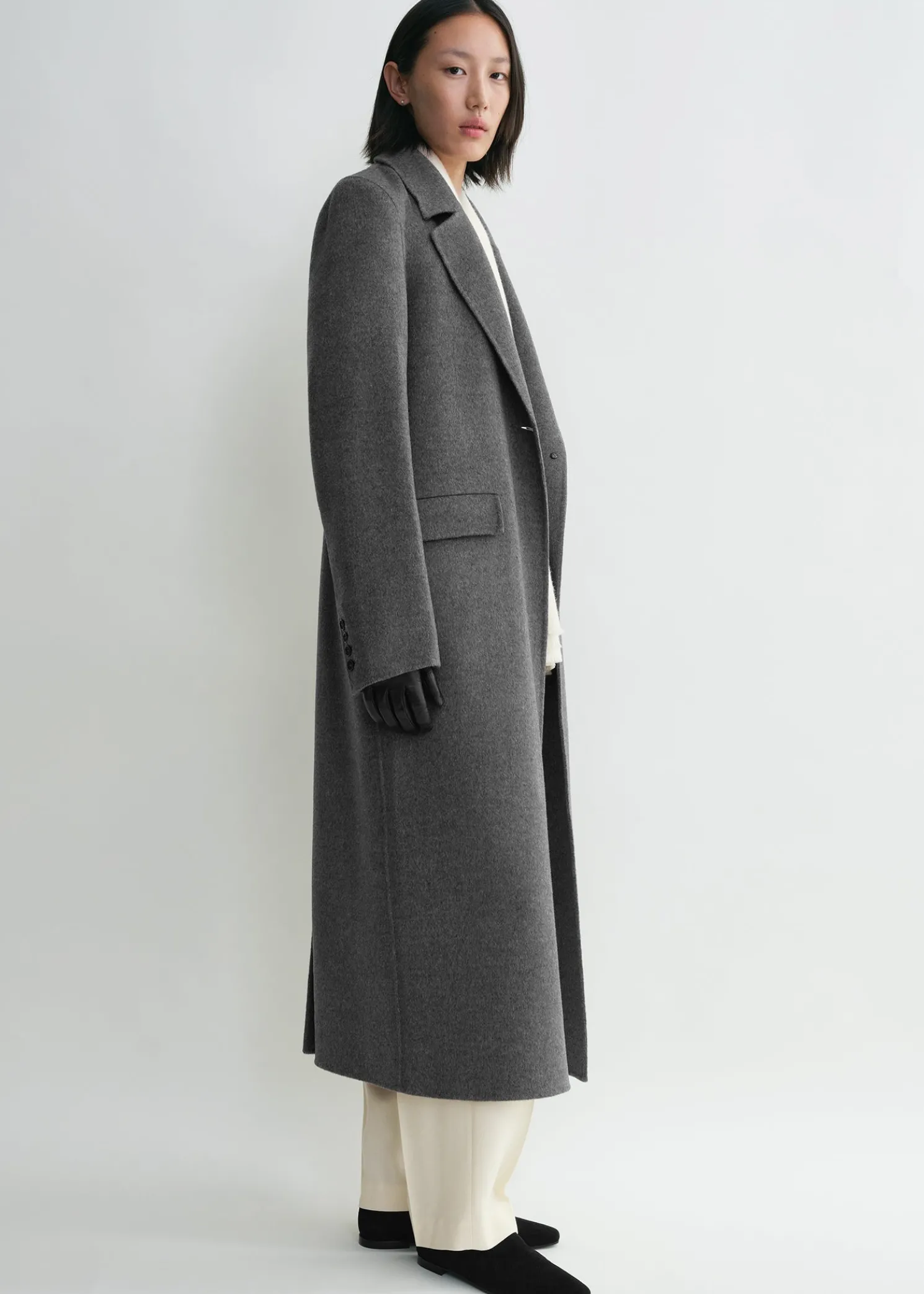 Classic doublé coat mid grey melange