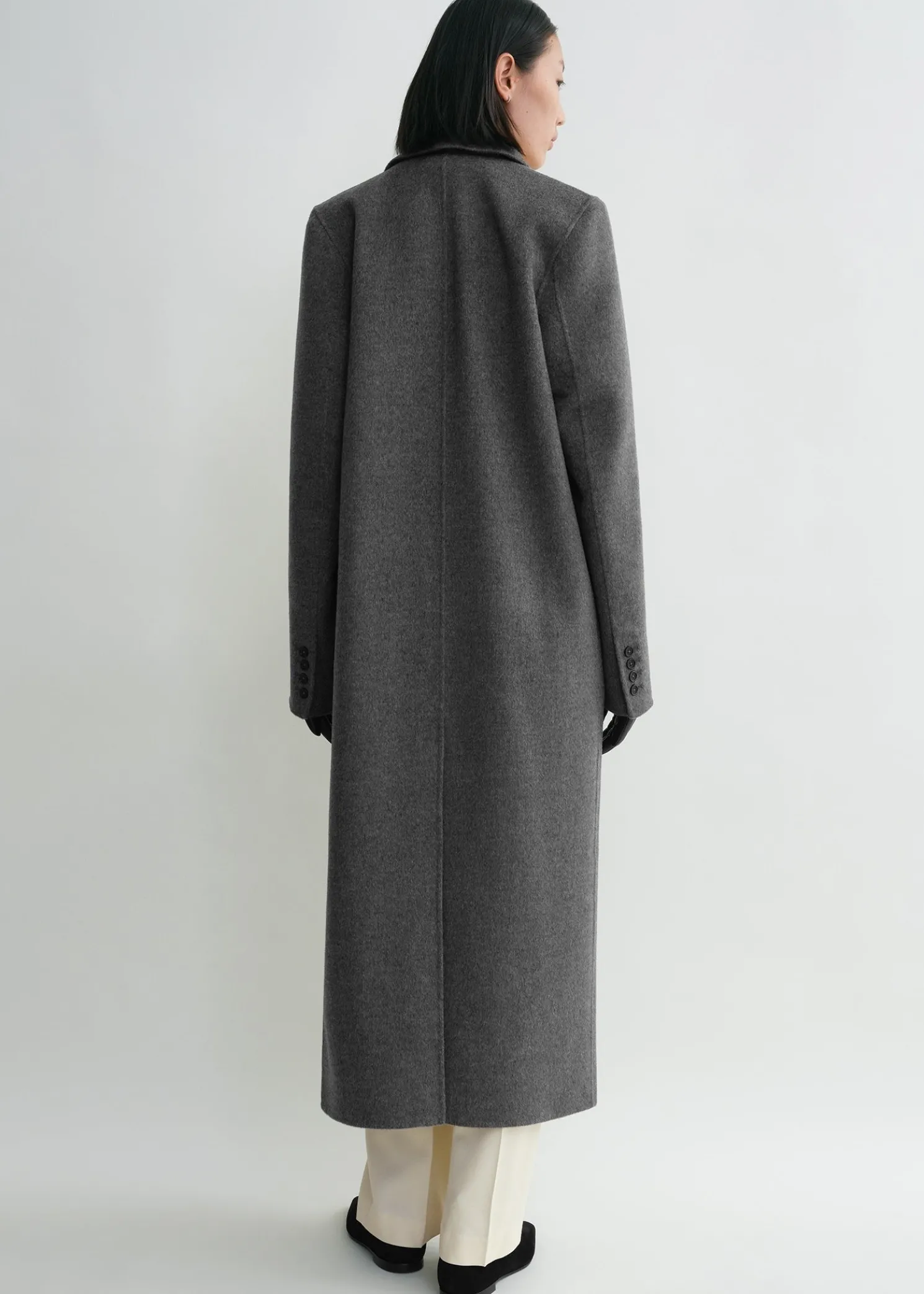 Classic doublé coat mid grey melange