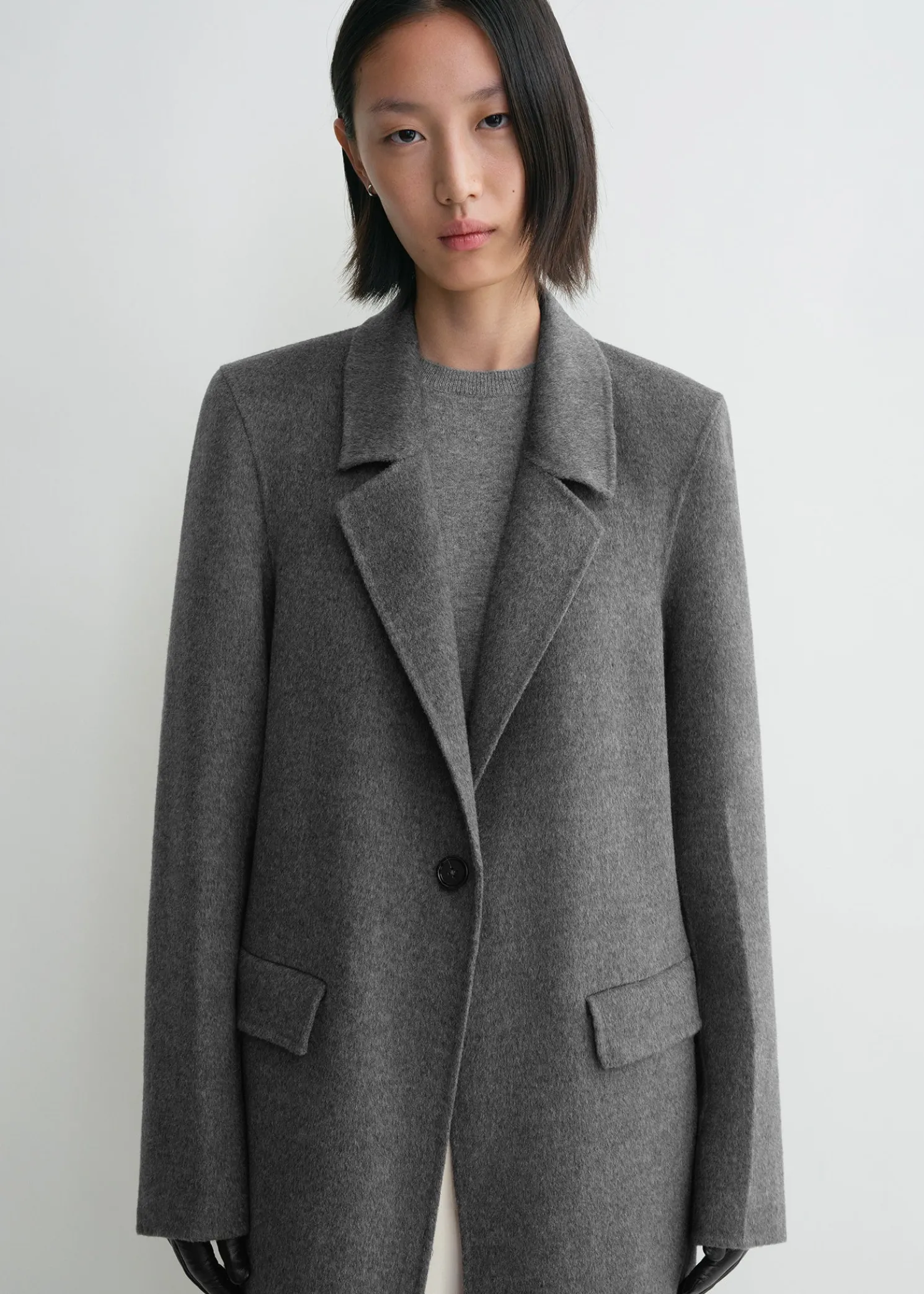 Classic doublé coat mid grey melange