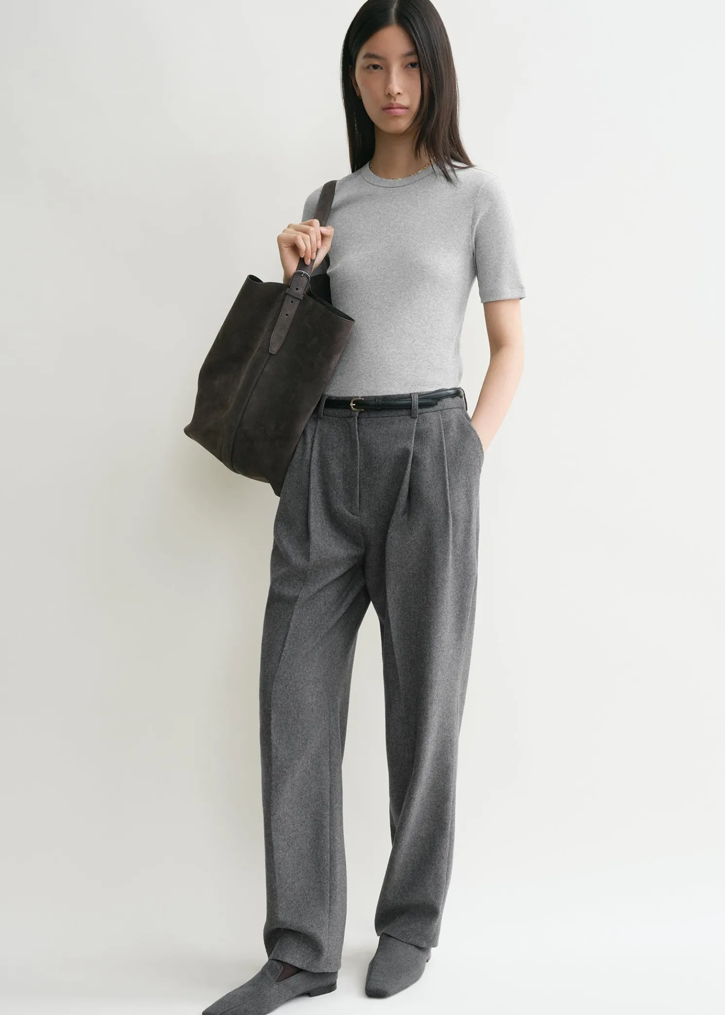 Classic rib tee grey melange