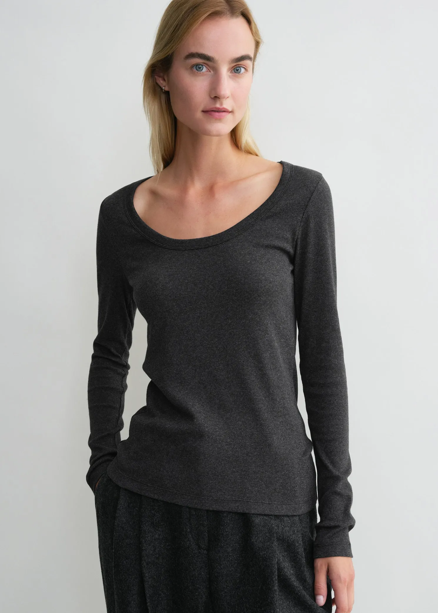 Classic rib top charcoal melange