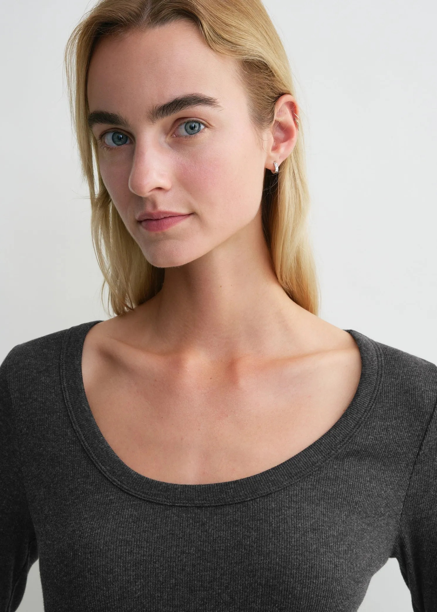 Classic rib top charcoal melange