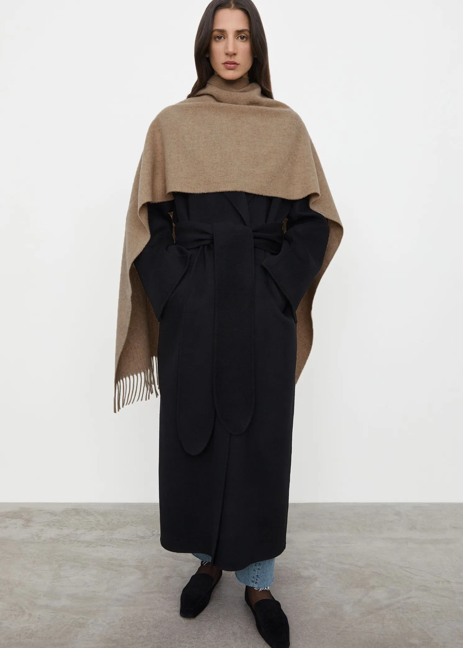 Classic wool scarf beige mélange