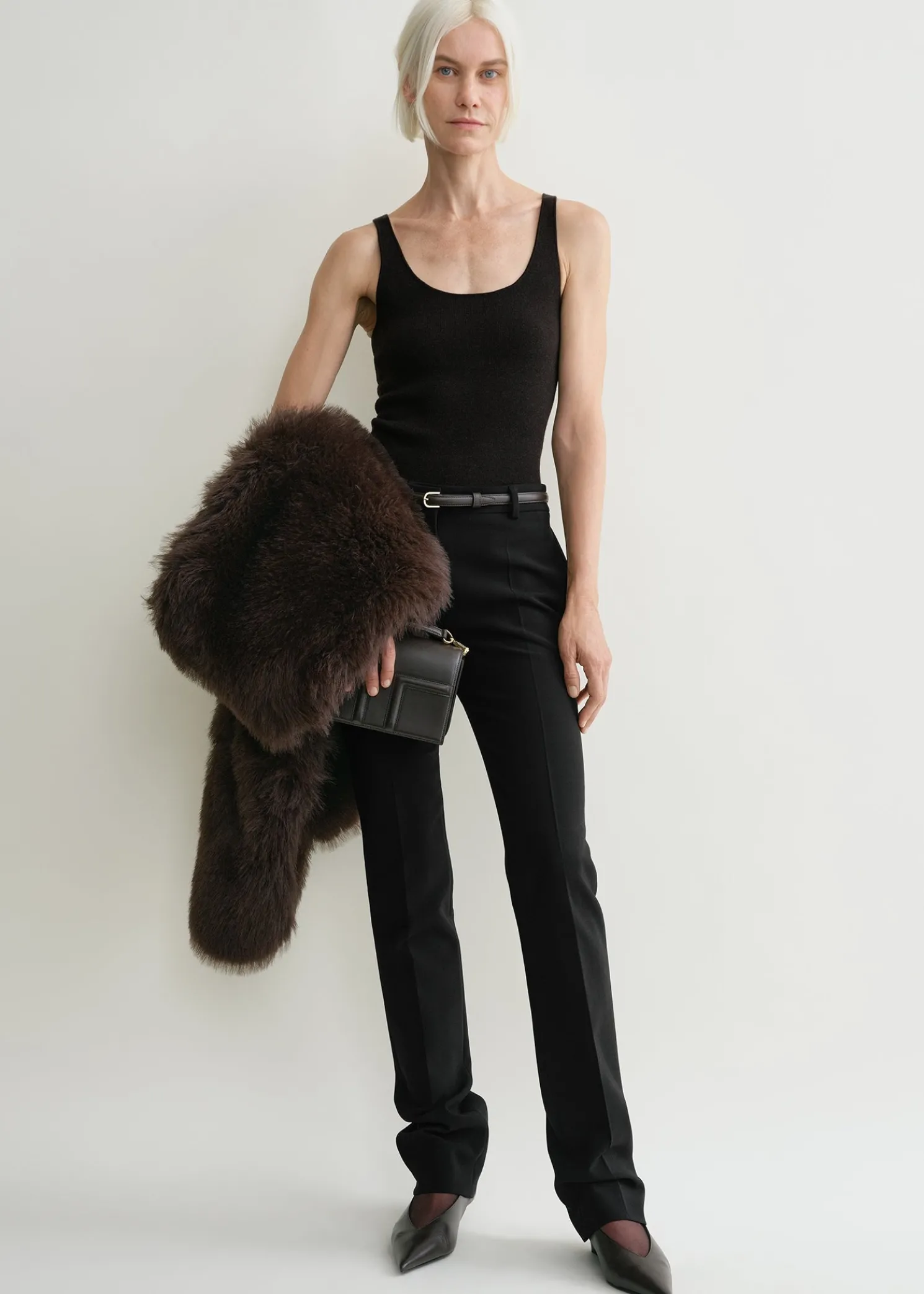 Compact knit tank bark melange