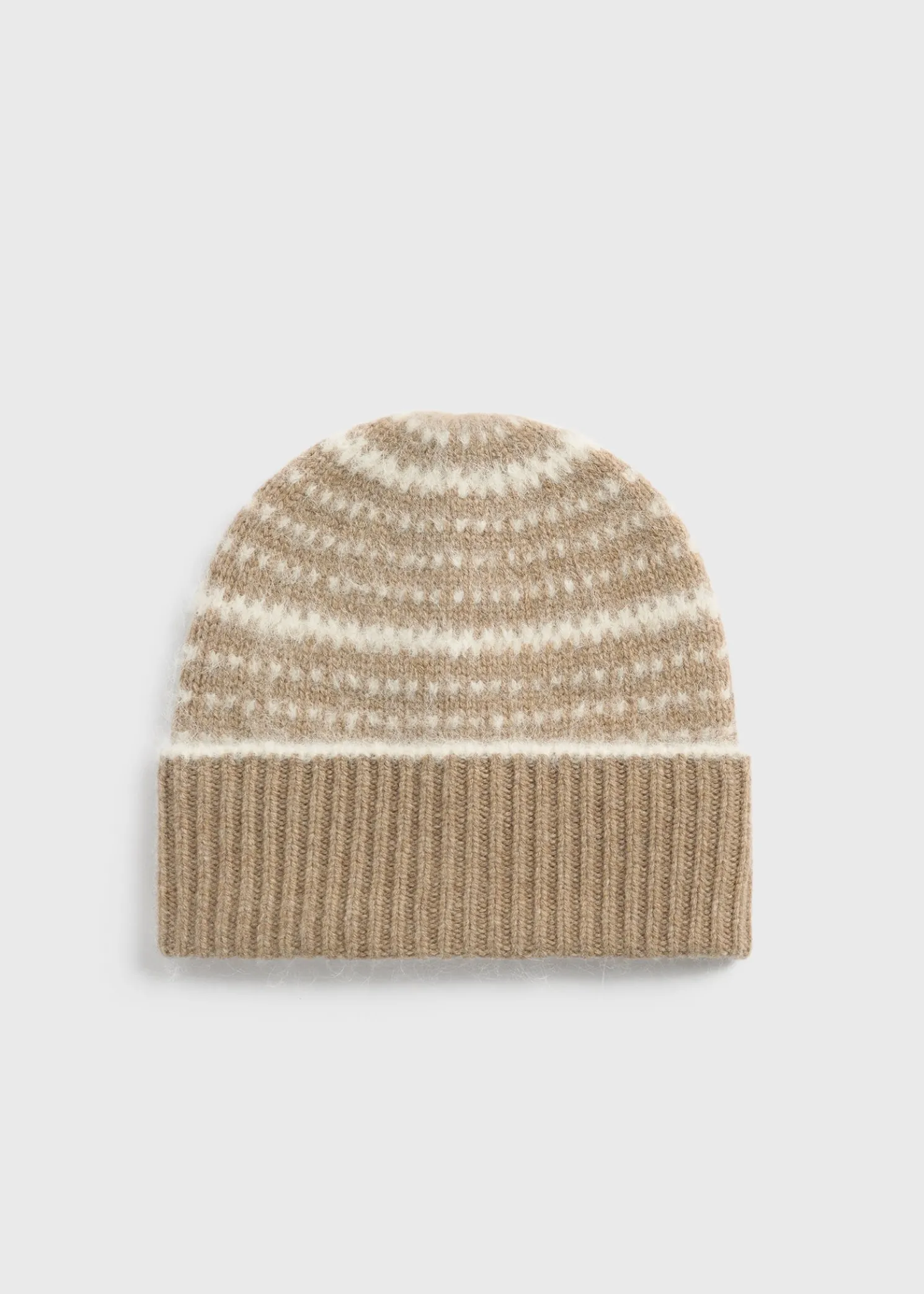 Contrast-edge beanie soft camel