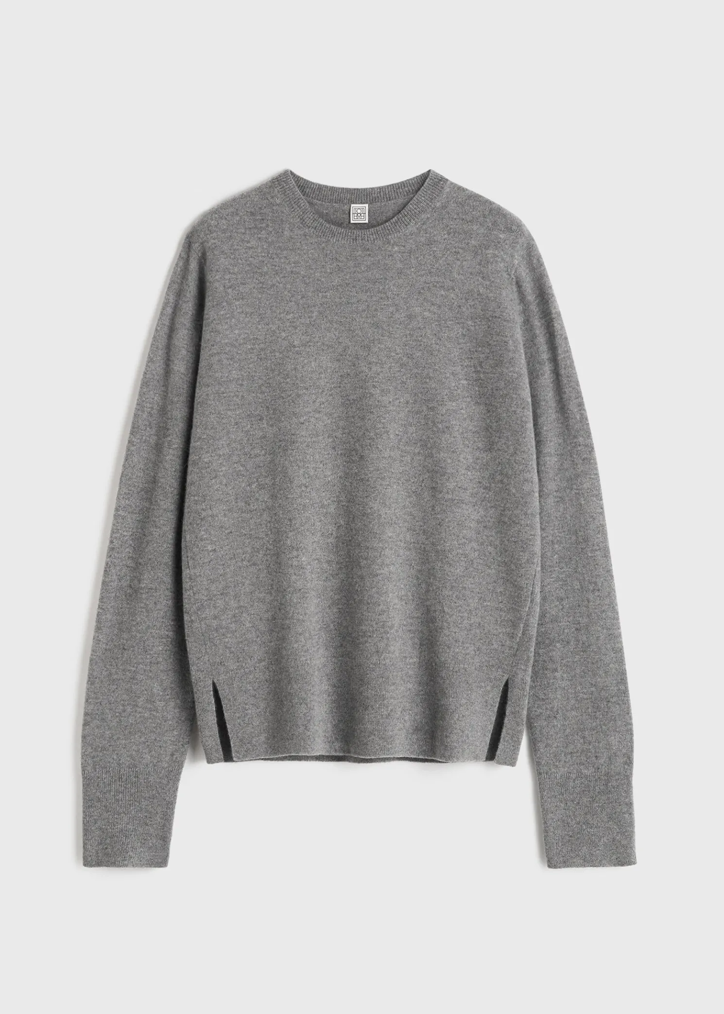 Crew-neck cashmere knit grey melange