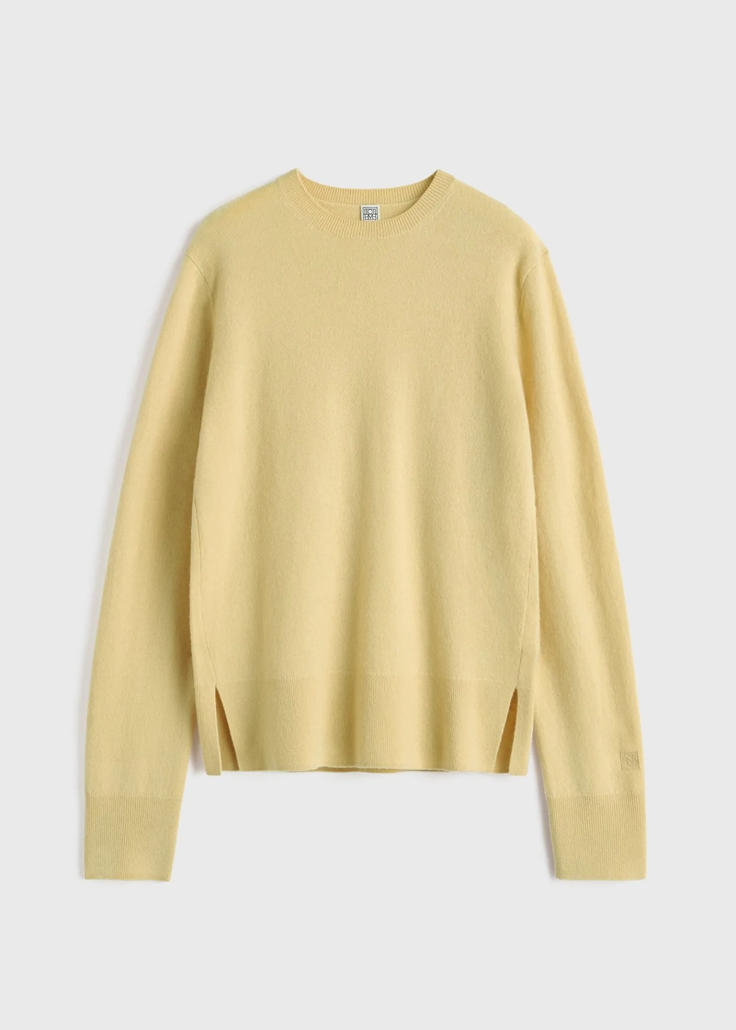Crew-neck cashmere knit soft yellow