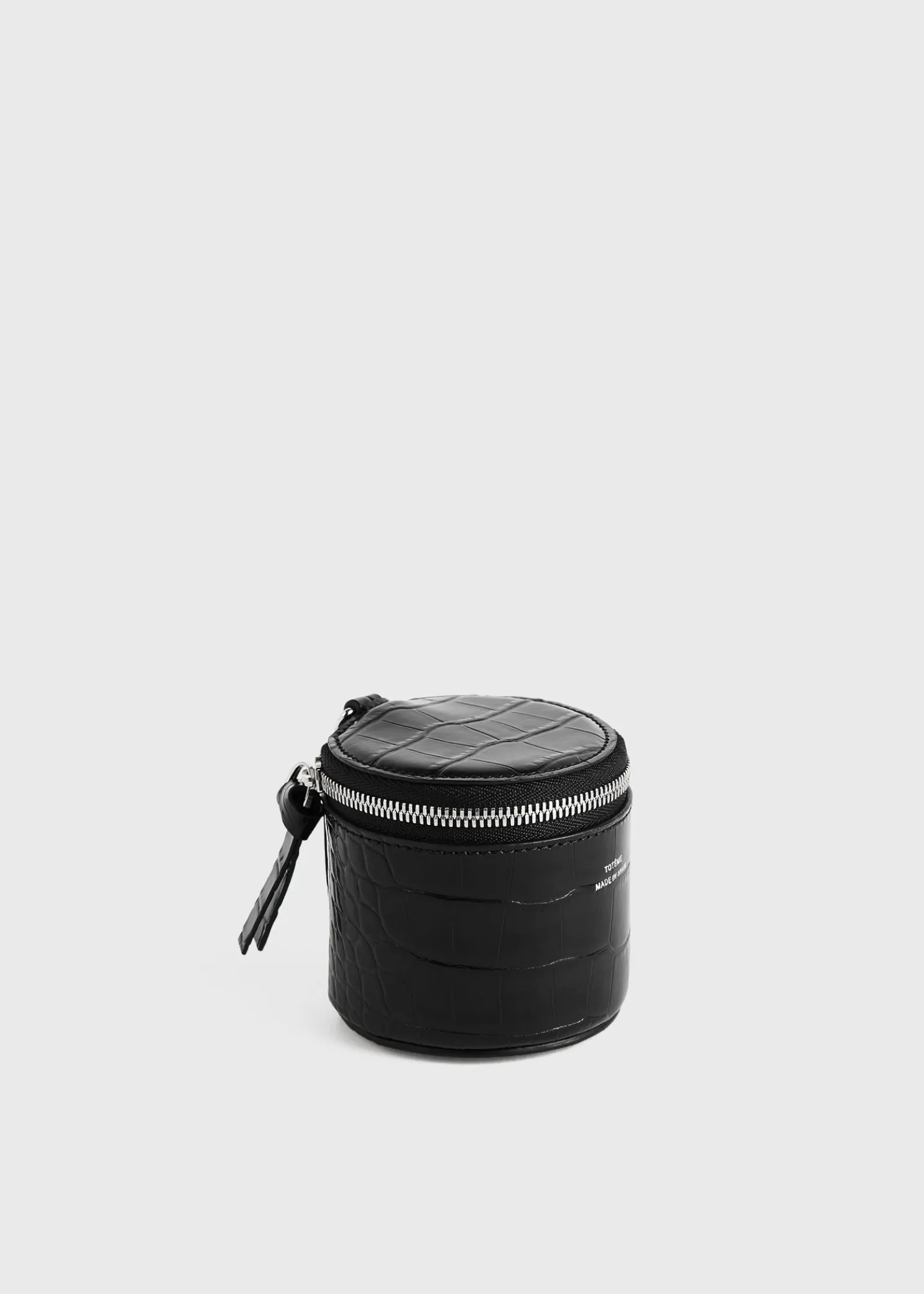 Croco-embossed jewelry box black