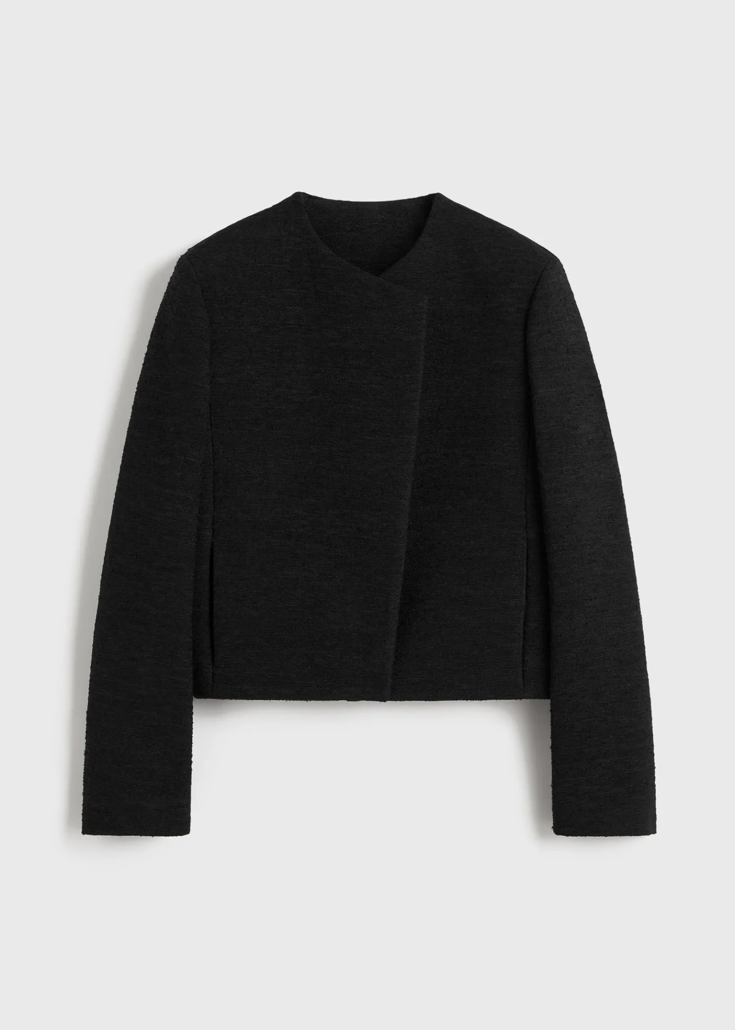 Cropped bouclé jacket black