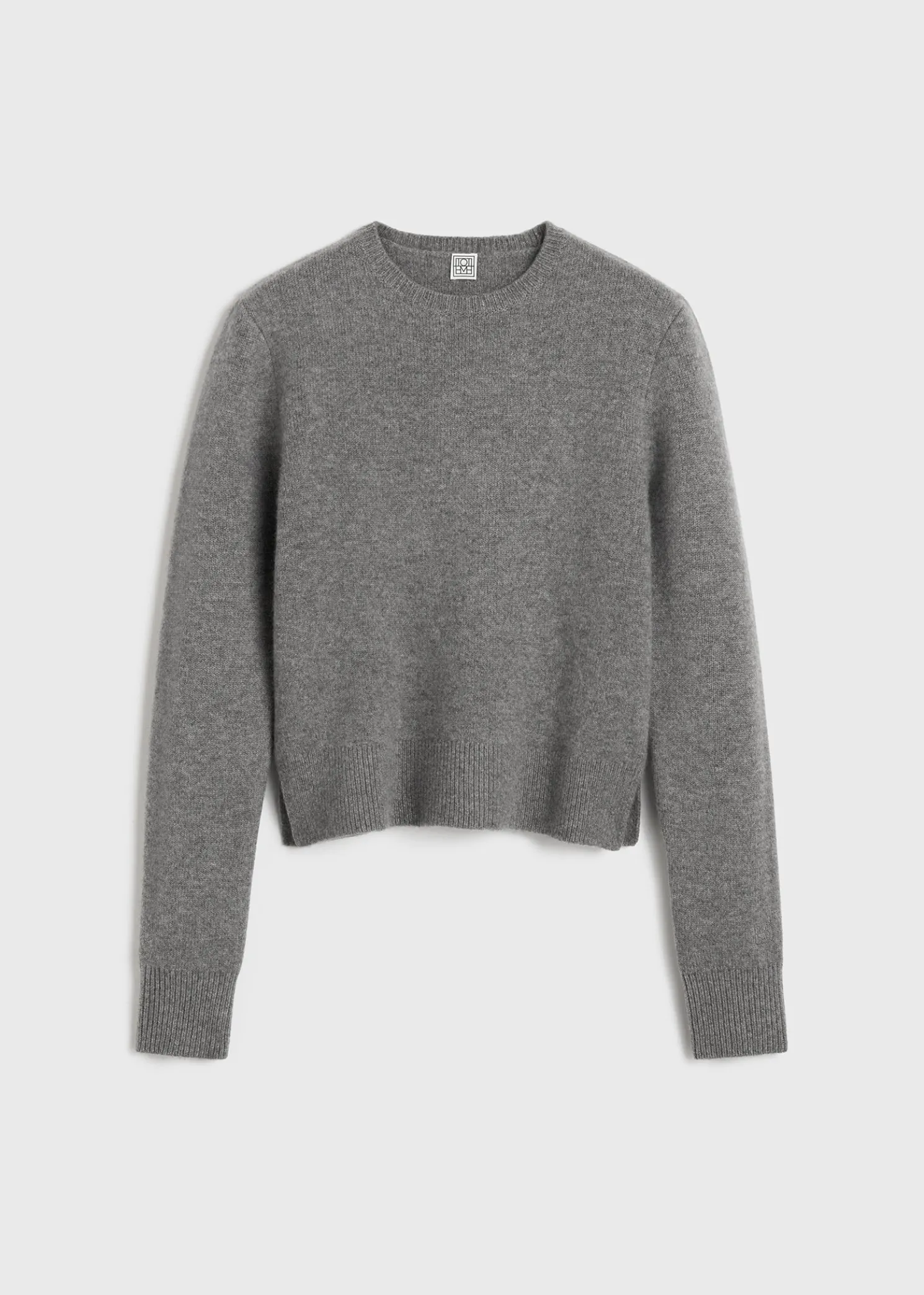 Cropped crew-neck knit grey melange