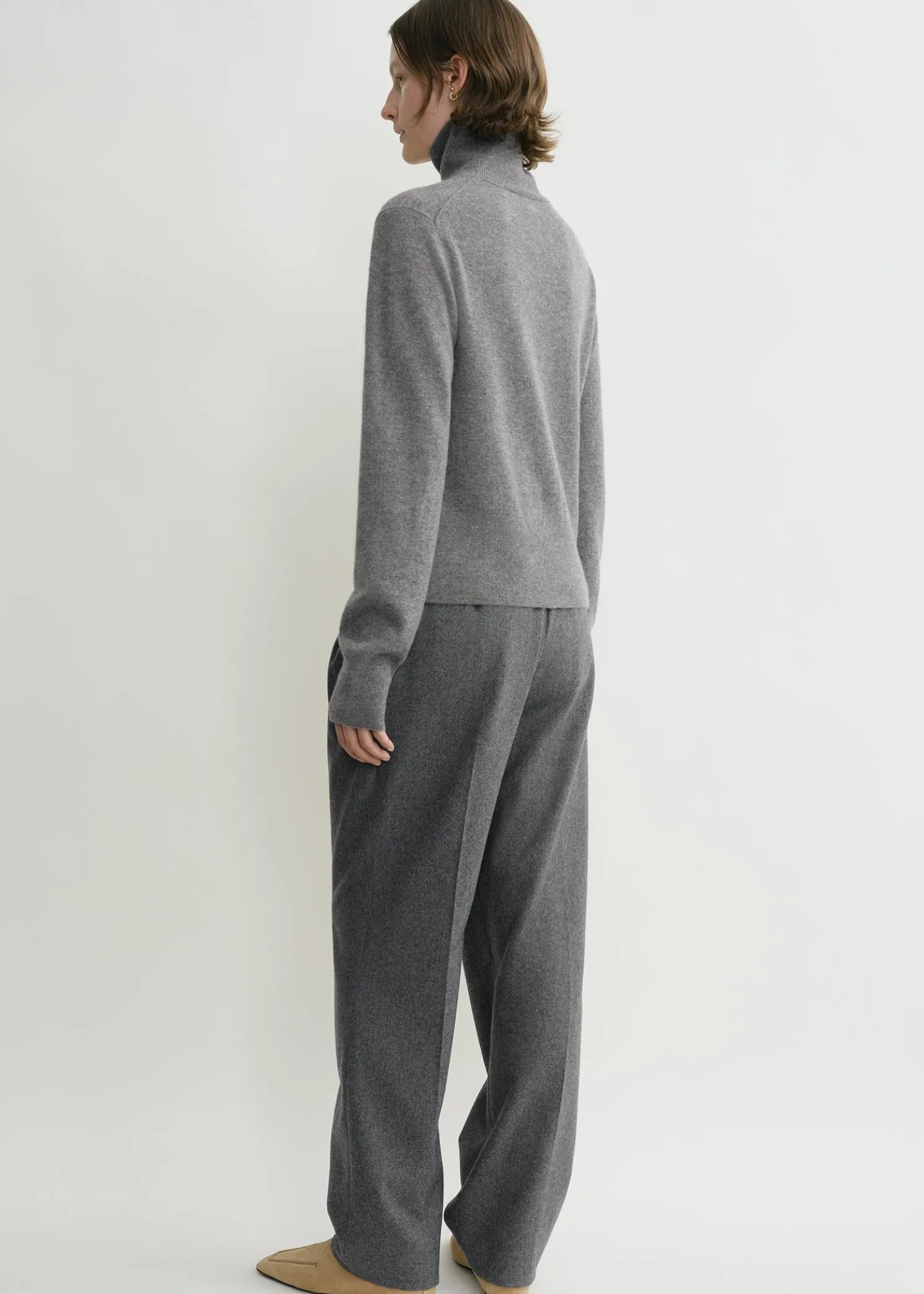 Cropped turtleneck grey melange