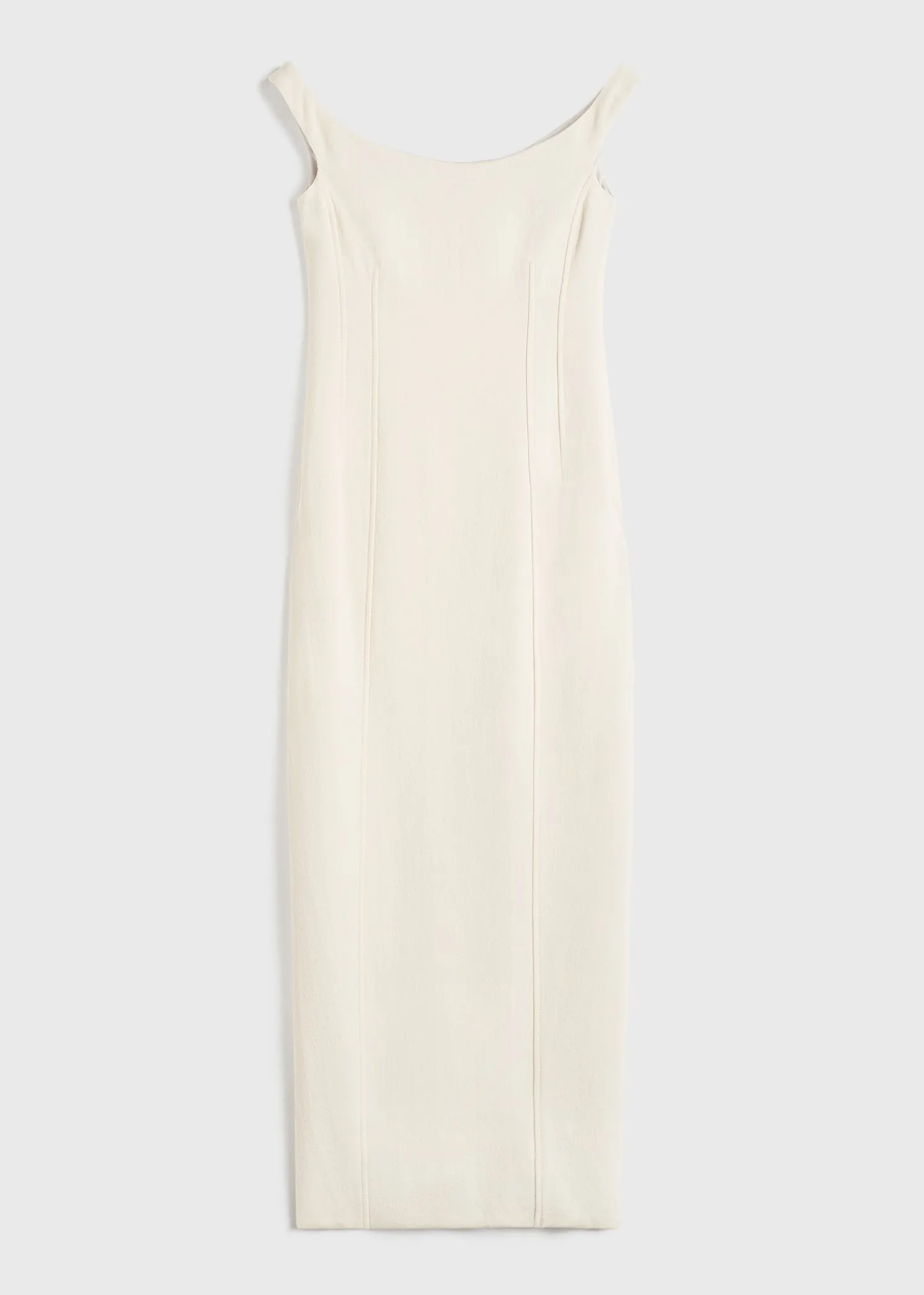 Curved off-shoulder dress eggnog