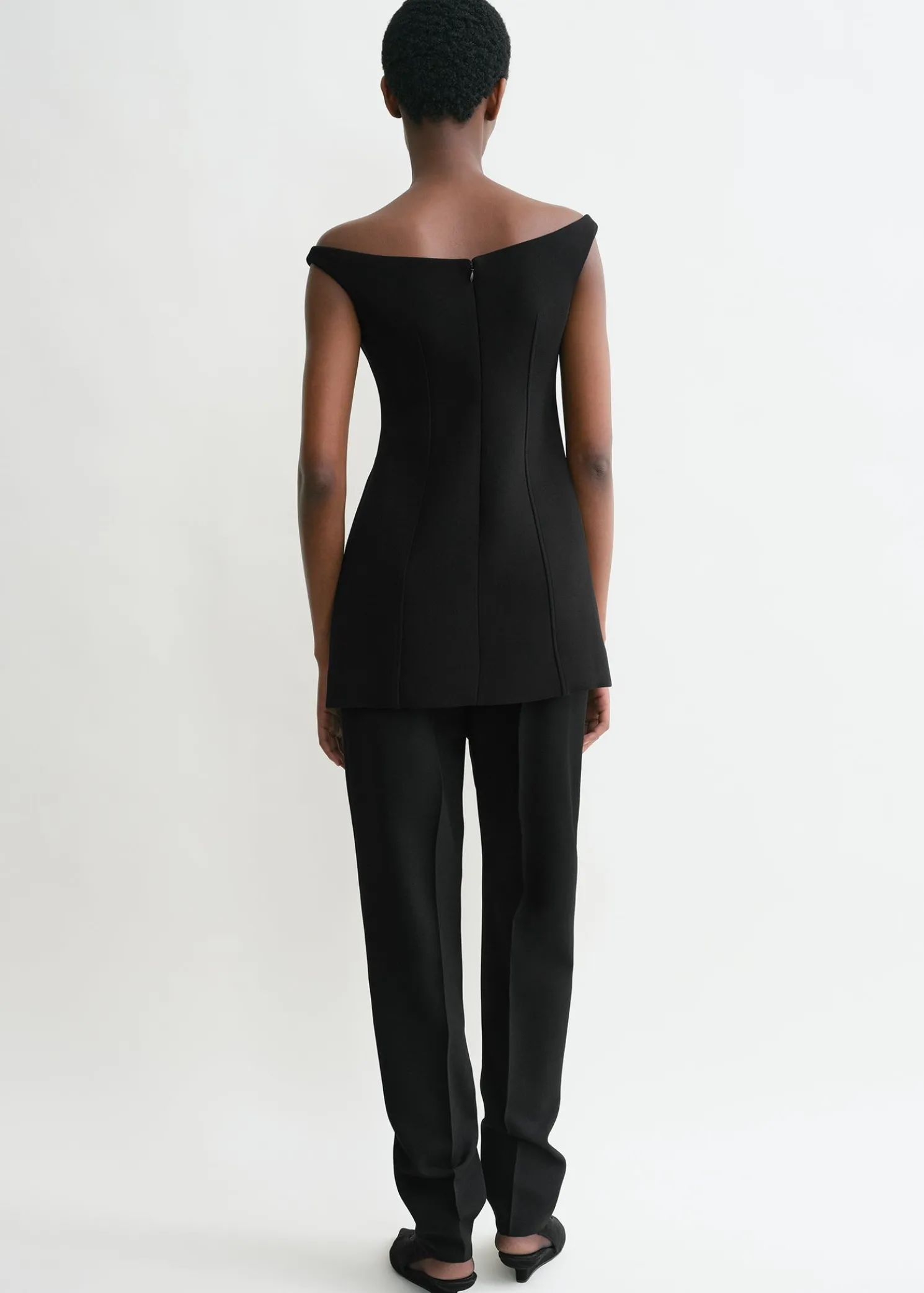 Curved off-shoulder top black