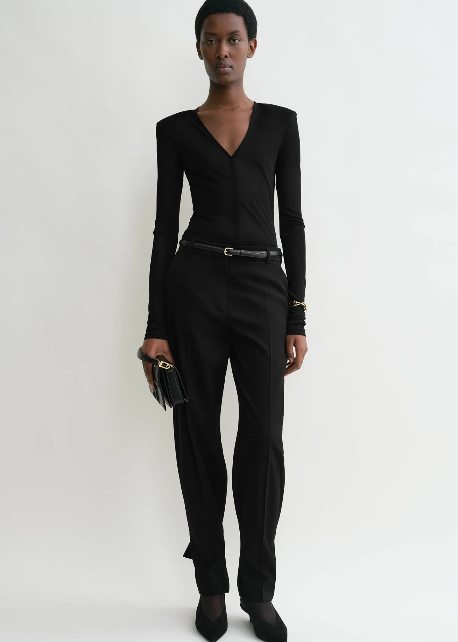 Deep V-neck top black