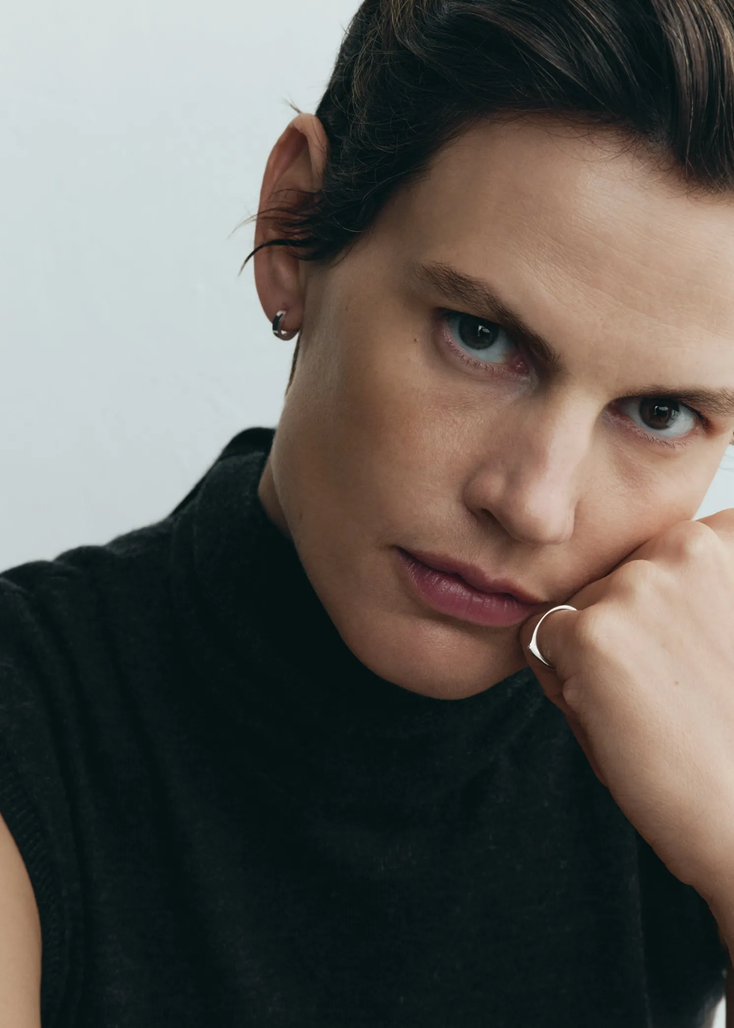 Diamond chain ring 18kt white gold