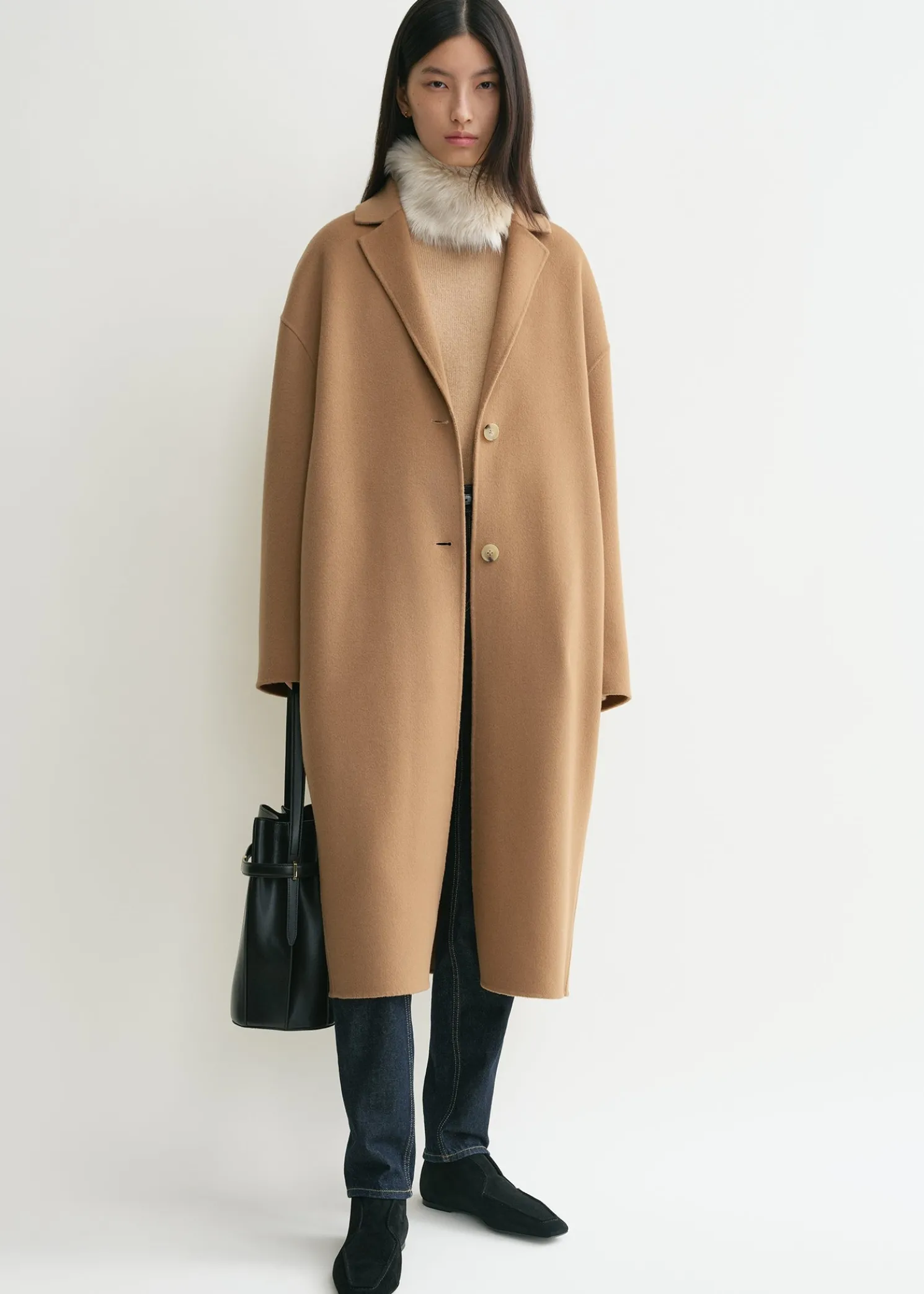 Doublé cocoon coat camel