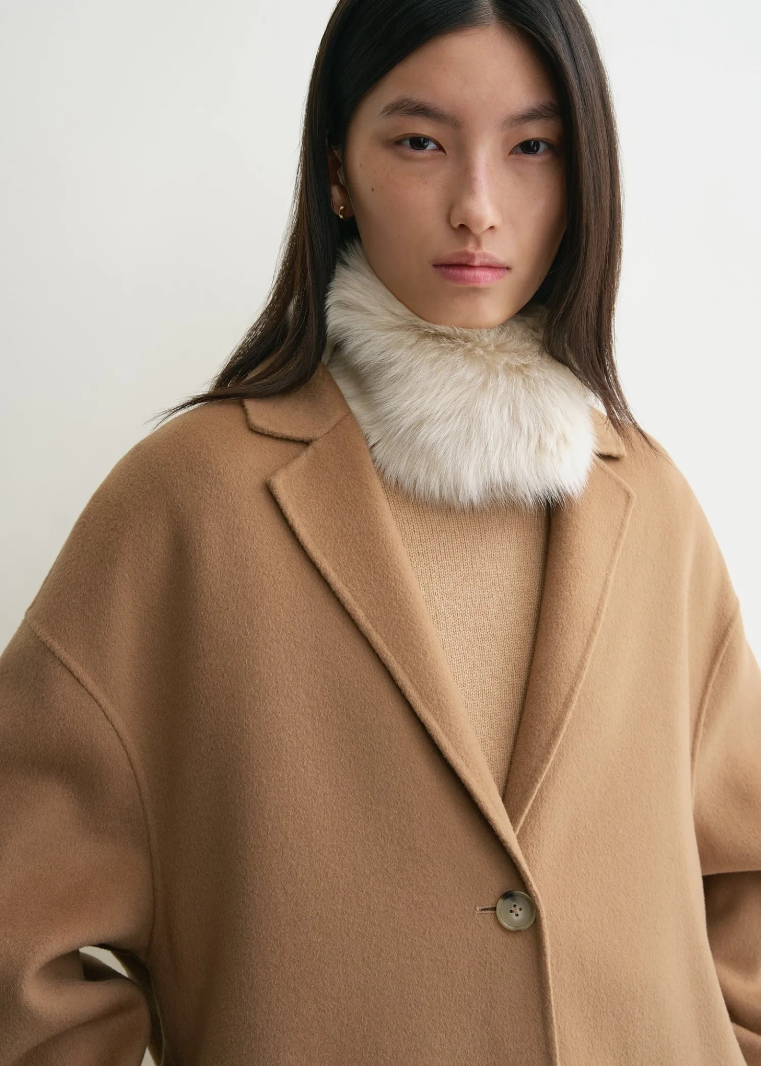 Doublé cocoon coat camel