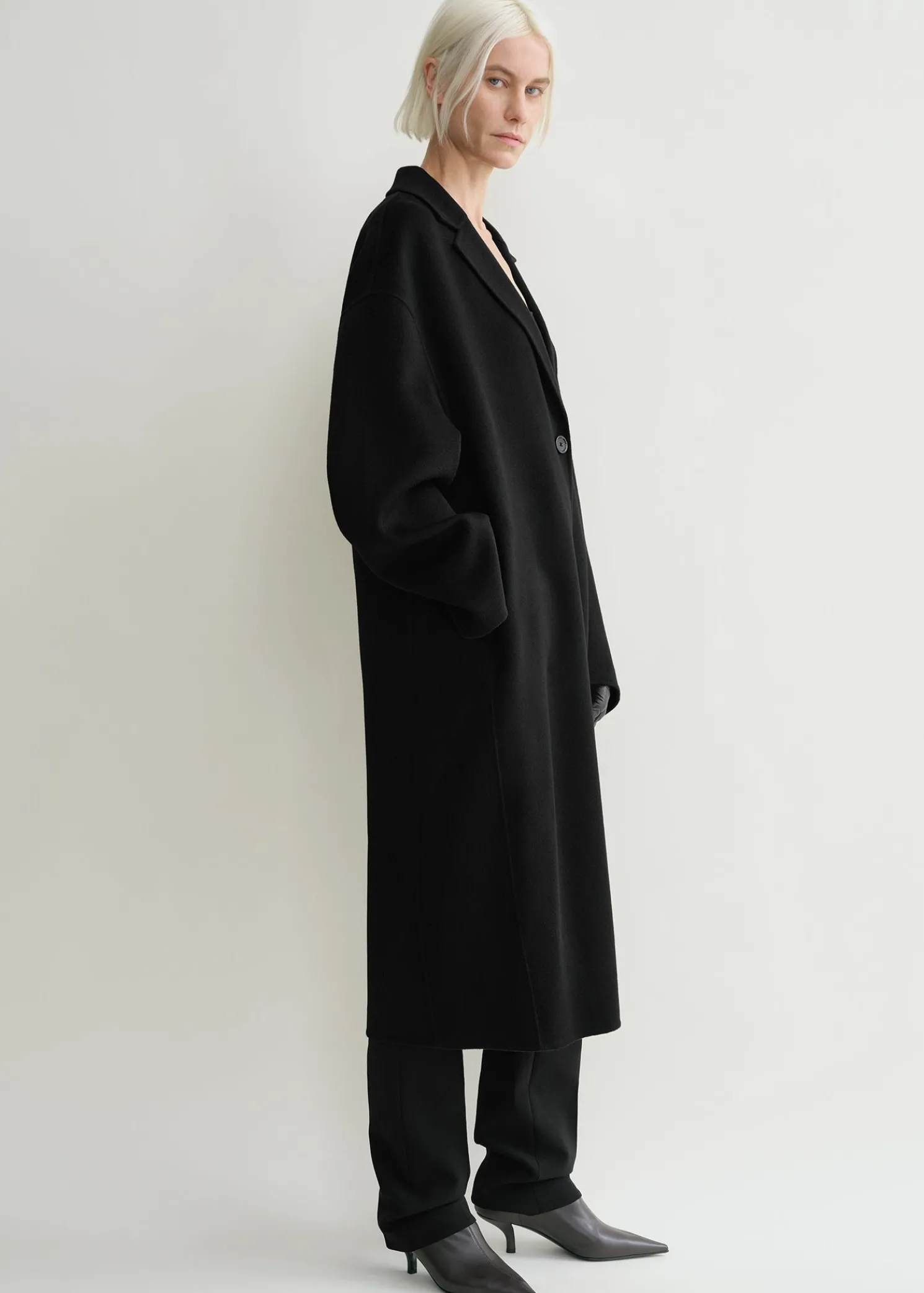 Doublé cocoon coat black