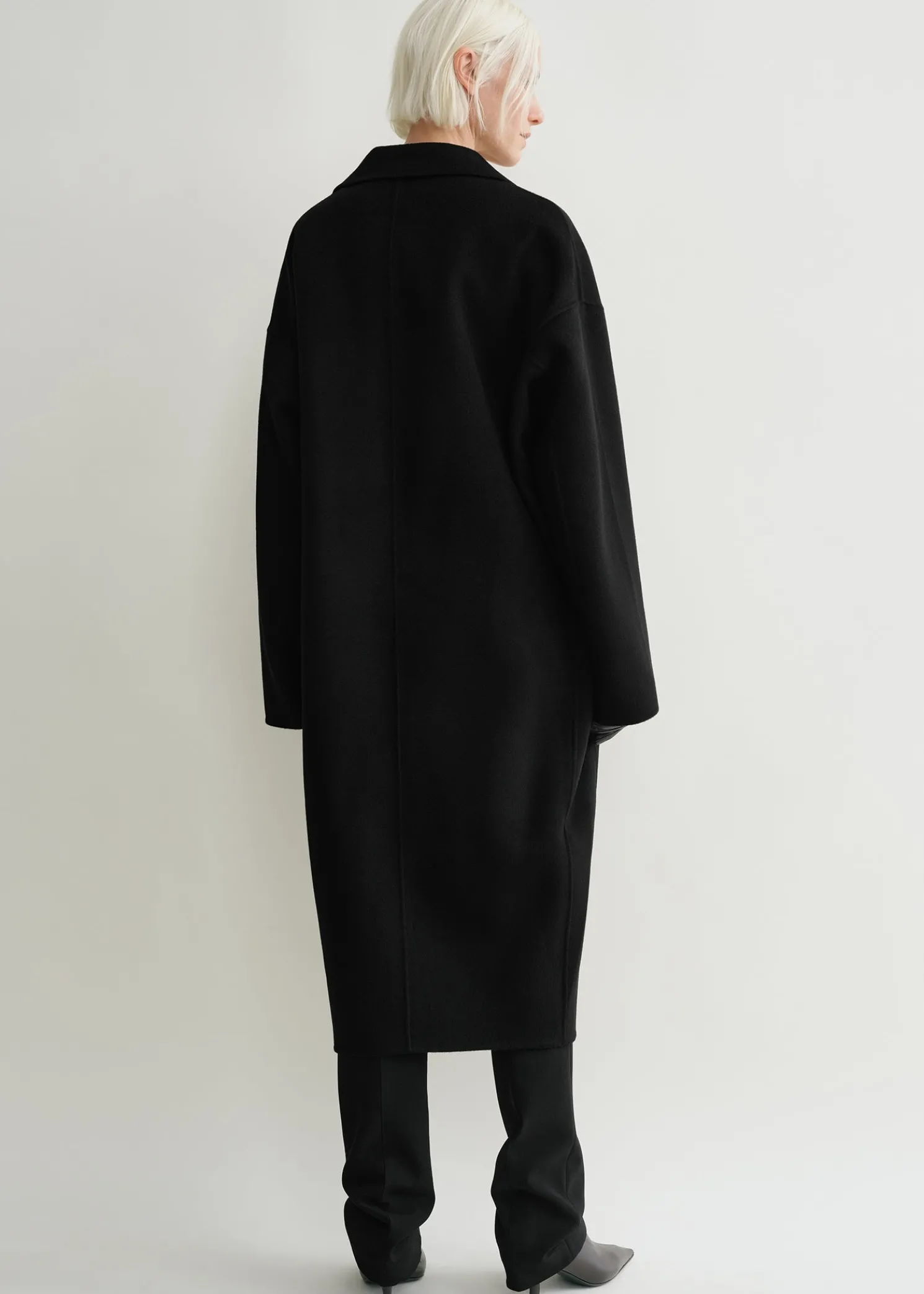 Doublé cocoon coat black